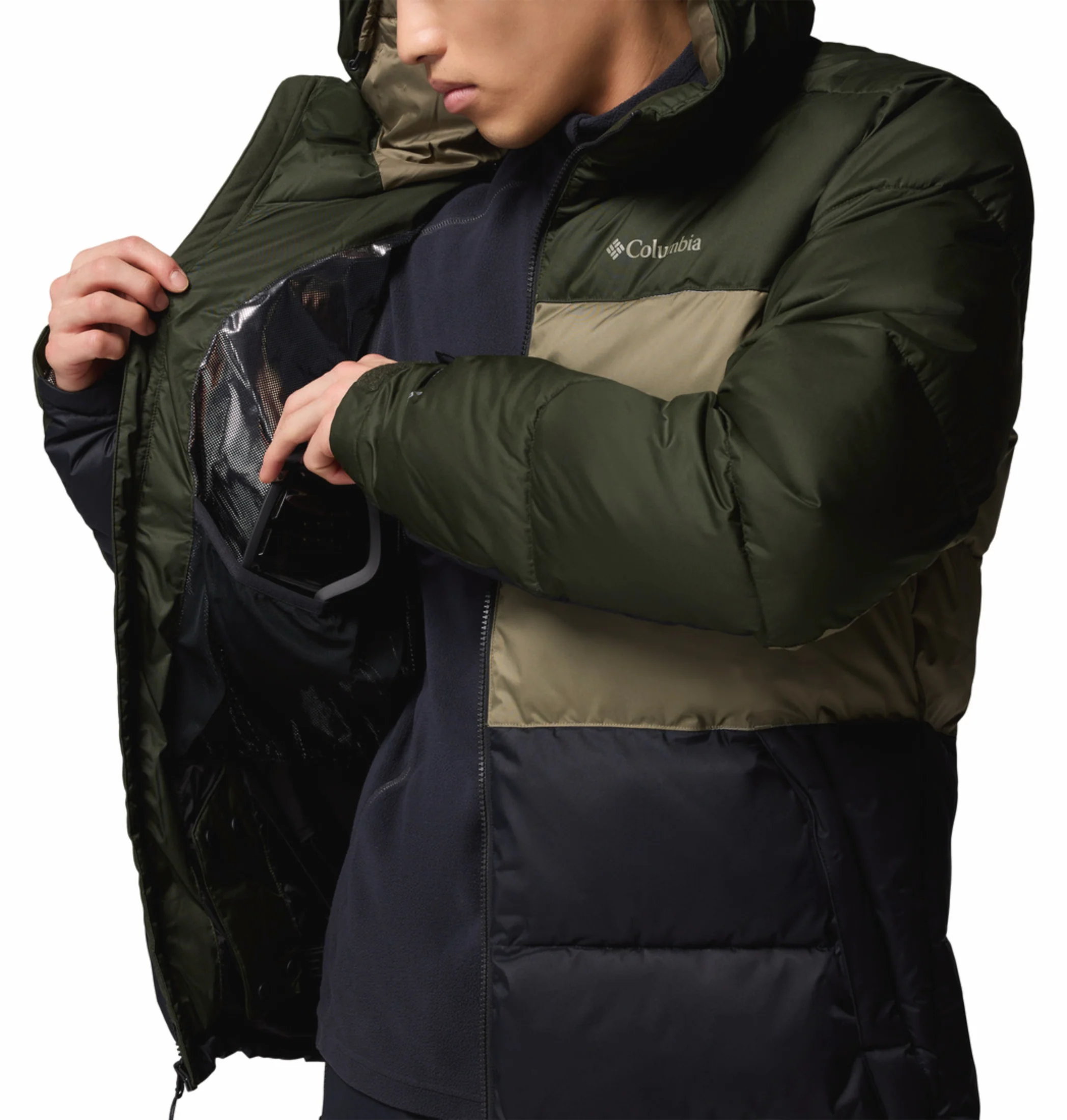 Columbia Men Green OmniHeat Reflective Slope Style Down Jacket - Image 7