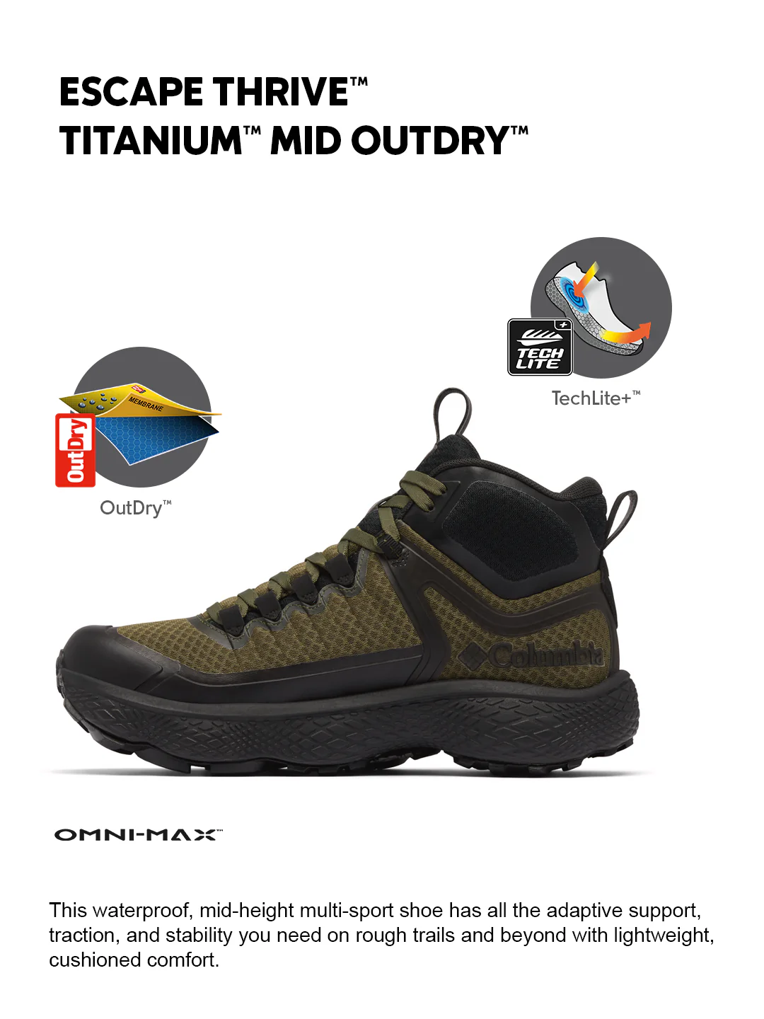 Columbia Men Green OmniMax Escape Thrive Titanium Waterproof Hiking and Trekking Shoes - Image 2