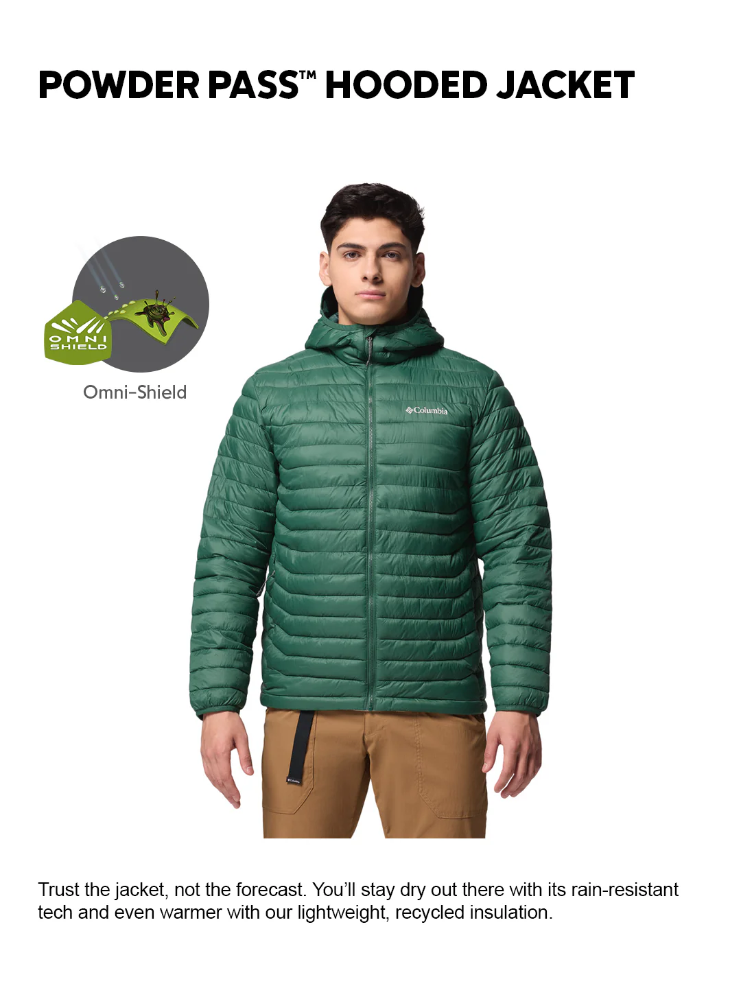 Columbia Men Green OmniShield Powder Pass Down Jacket - Image 2