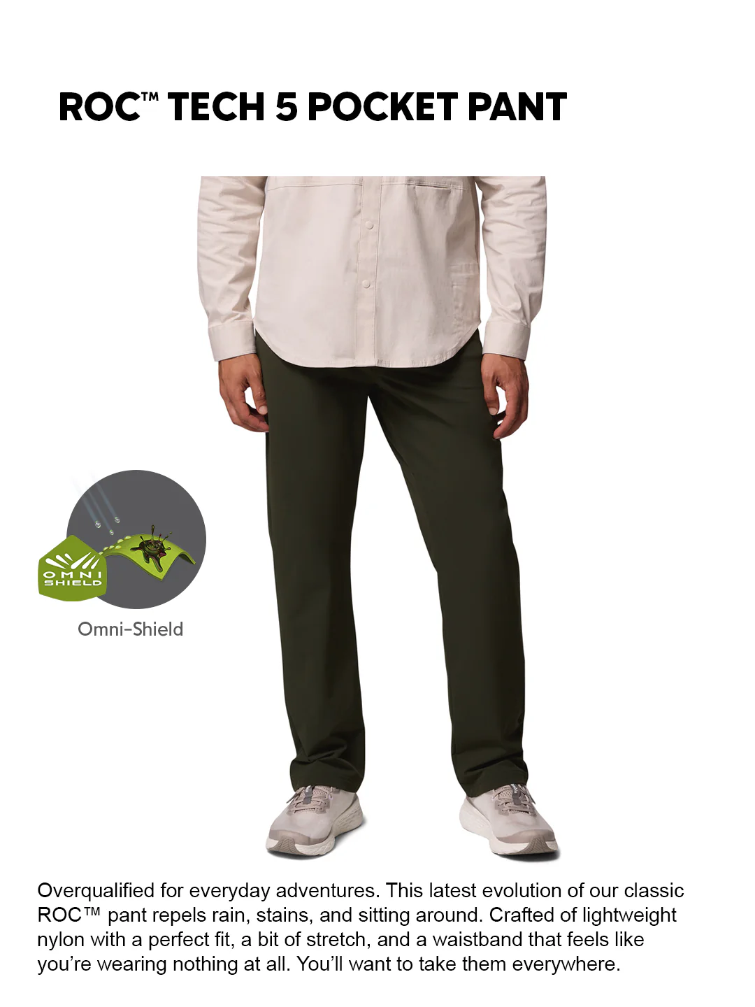 Columbia Men Green OmniShield ROC Tech 5 Pocket Pant - Image 2