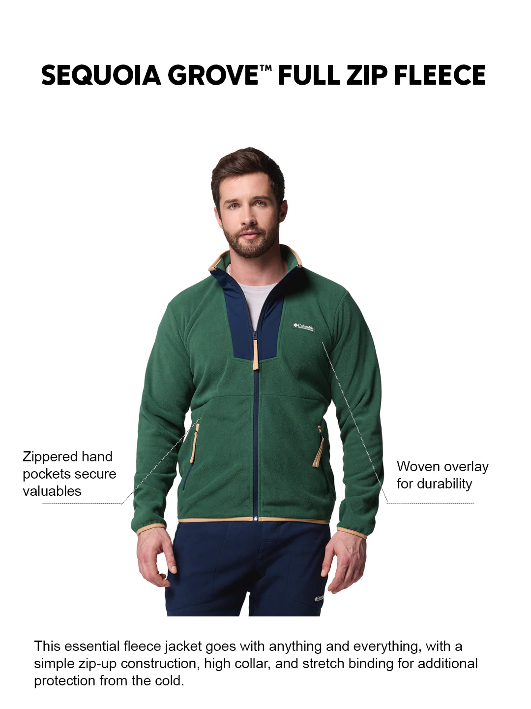 Columbia Men Green Sequoia Grove Fleece Jacket - Image 2