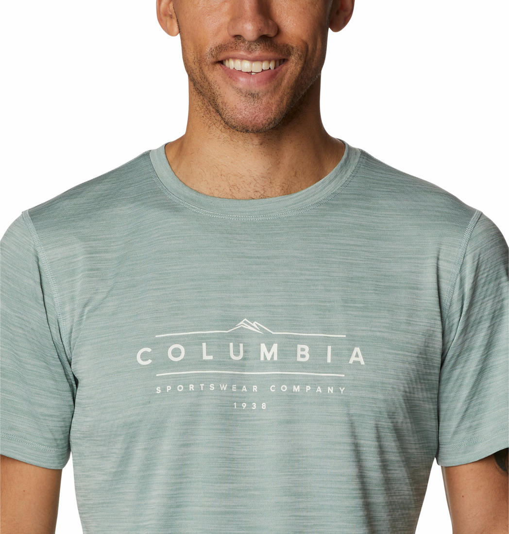 Columbia Men Green Zero Rules Short Sleeve Graphic Shirt (Sun Protection) - Image 2