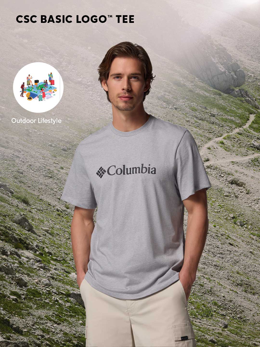 Columbia Men Grey CSC Basic Logo Tshirt - Image 2