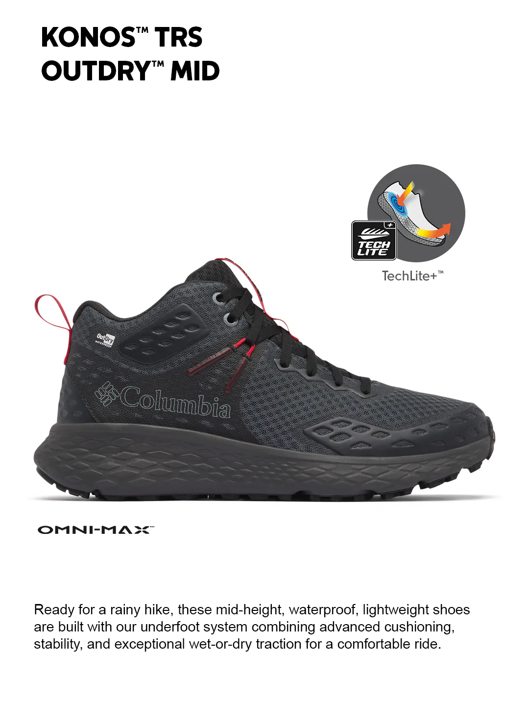 Columbia Men Grey OmniMax Konos TRS Waterproof Hiking and Trekking Shoes - Image 2