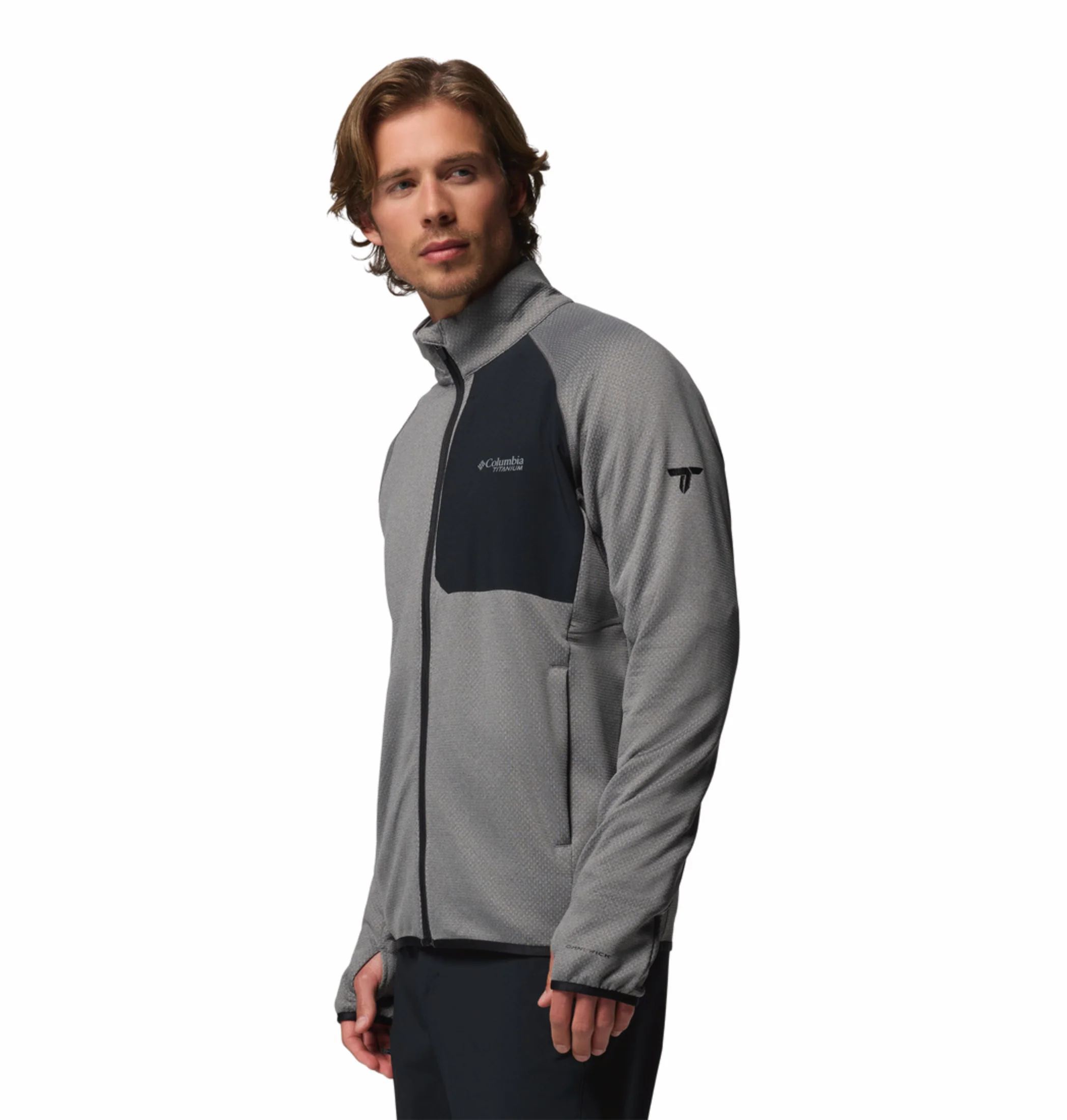 Columbia Men Grey OmniWick Triple Canyon Grid II Fleece Jacket - Image 5