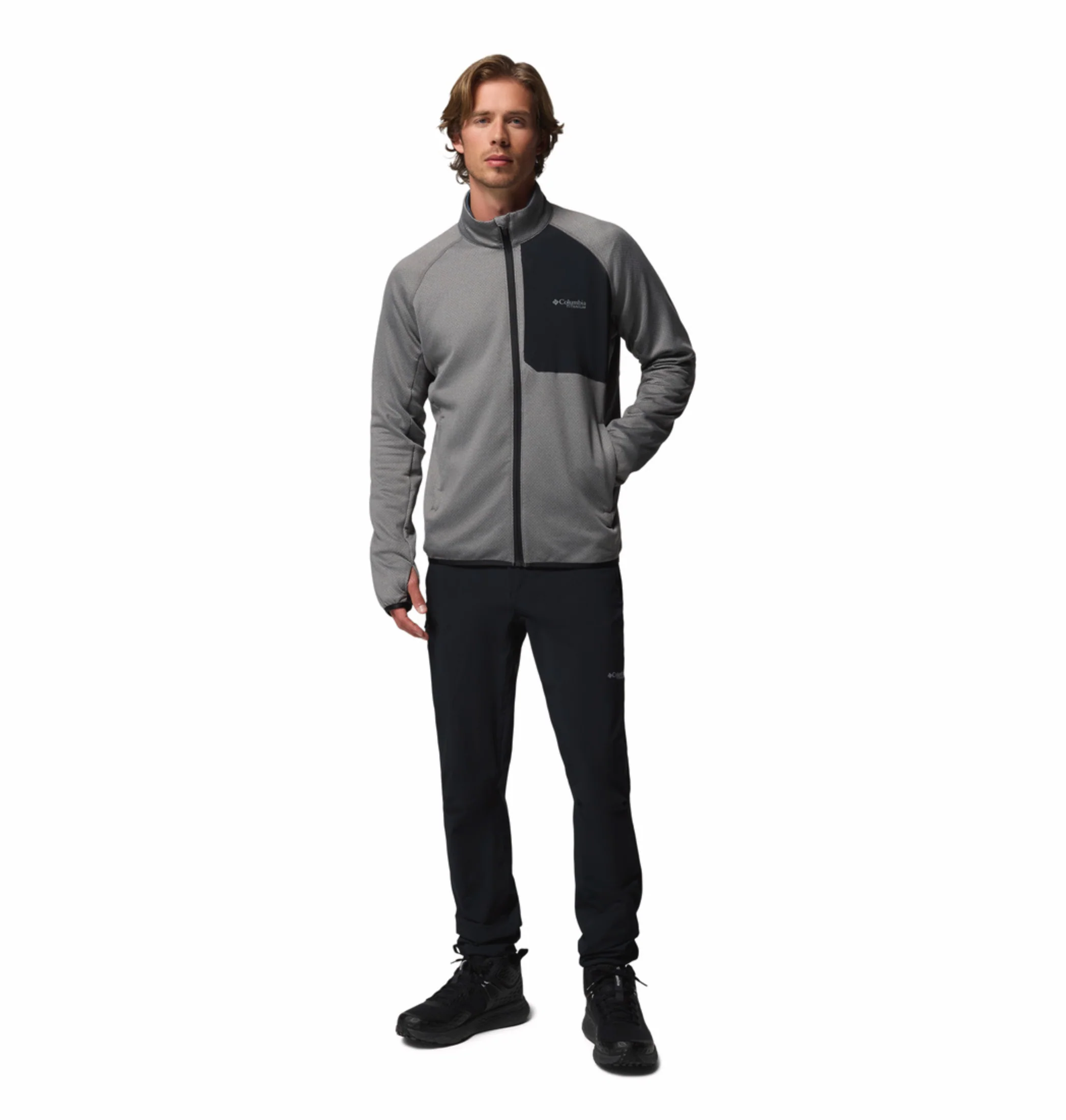 Columbia Men Grey OmniWick Triple Canyon Grid II Fleece Jacket - Image 6