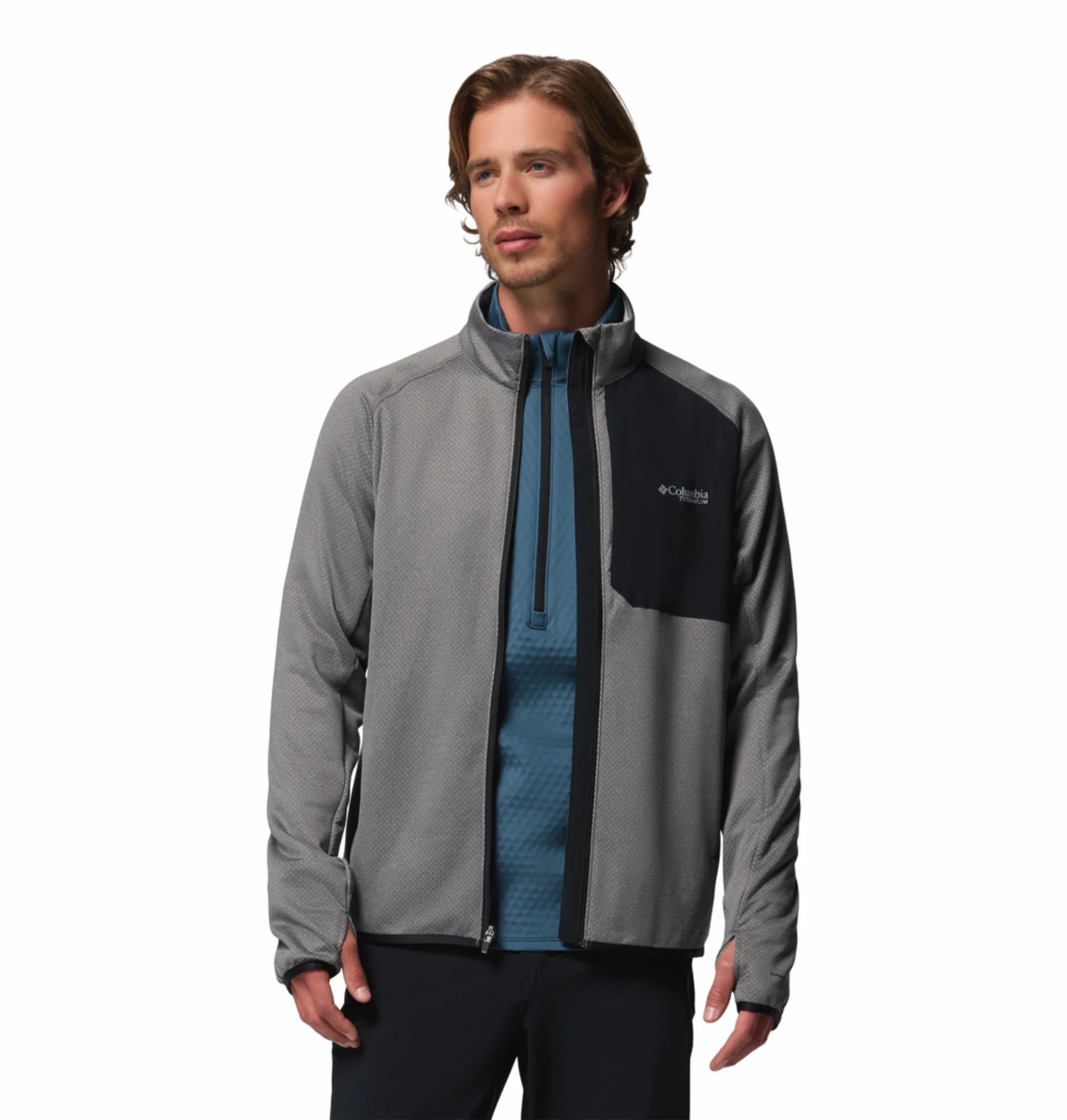 Columbia Men Grey OmniWick Triple Canyon Grid II Fleece Jacket - Image 7