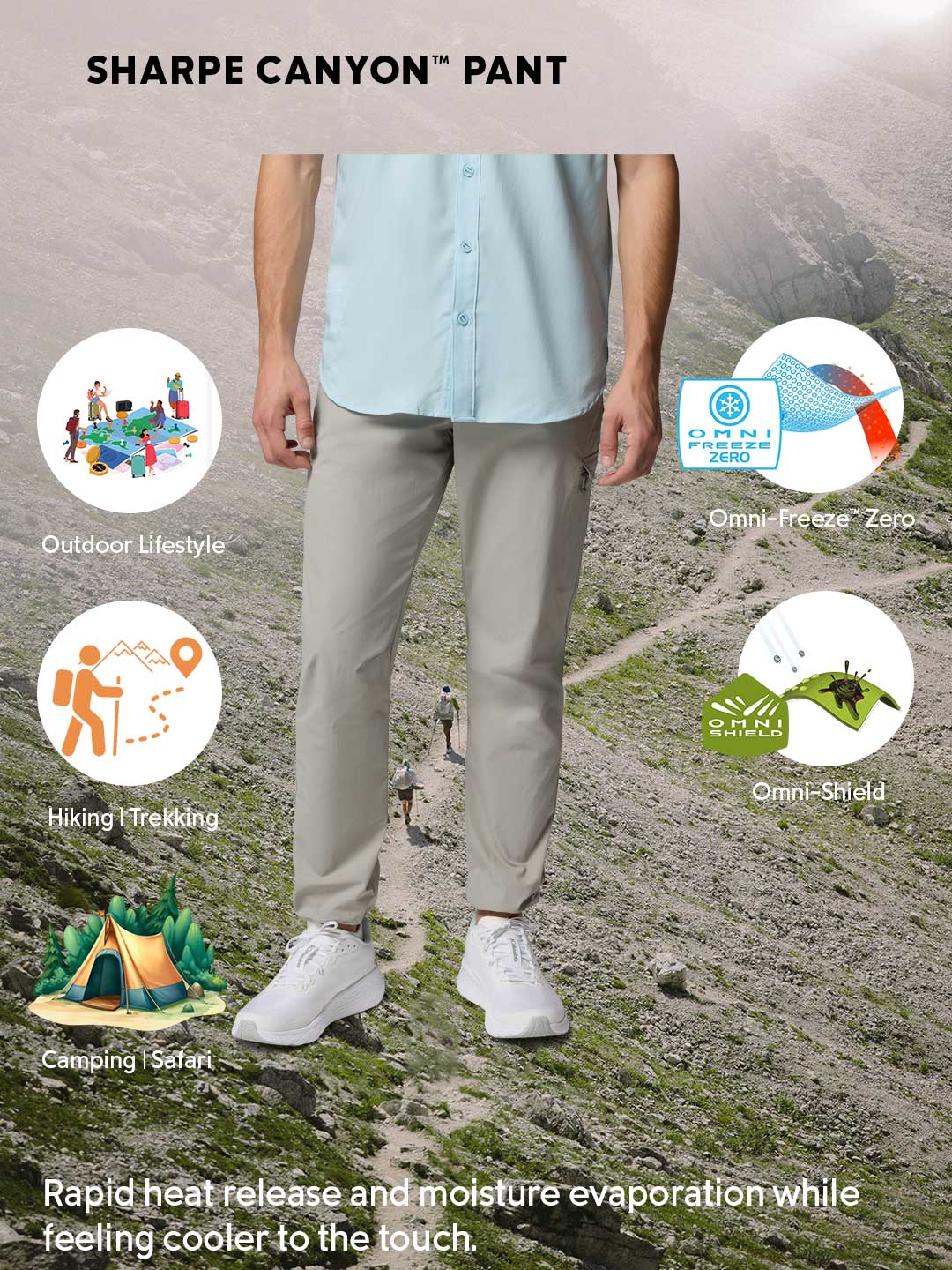Columbia Men Light Grey Omni-Freeze Sharpe Canyon Pant - Image 2