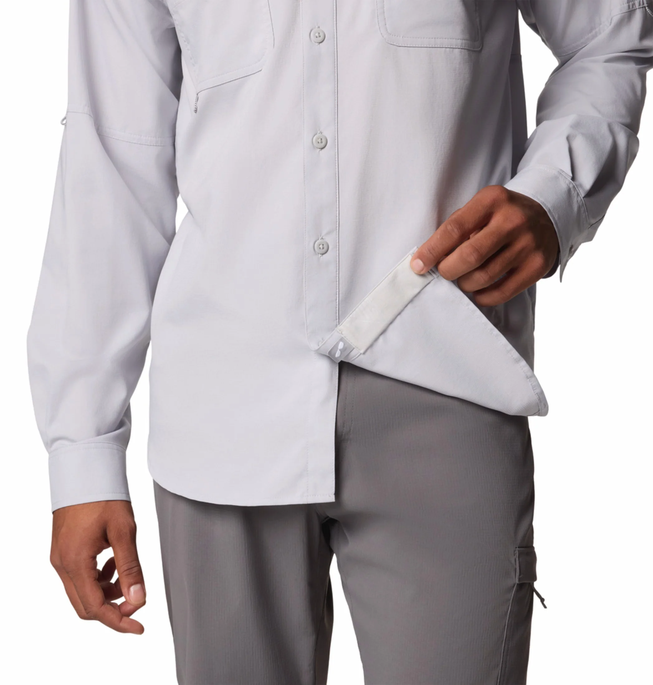 Columbia Men Light Grey Omni-Shade Blood n Guts V Long Sleeve Shirt - Image 10