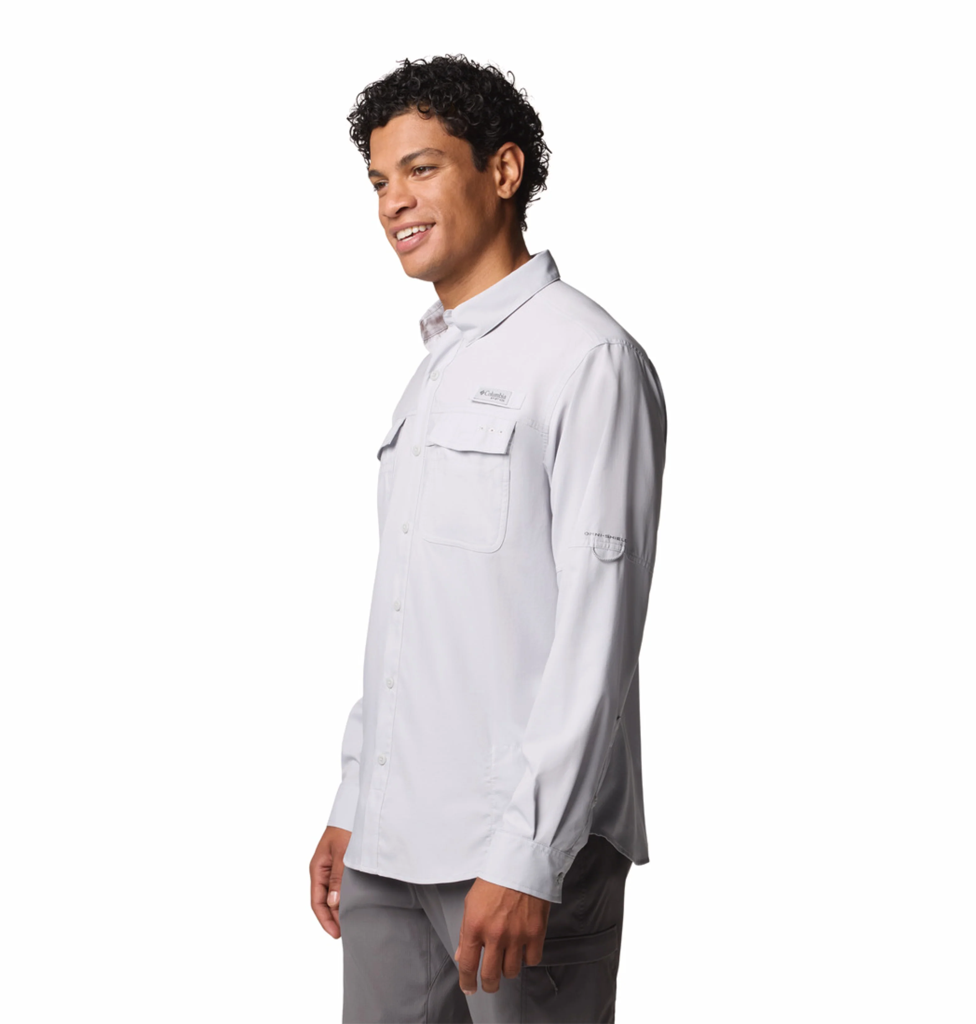 Columbia Men Light Grey Omni-Shade Blood n Guts V Long Sleeve Shirt - Image 5