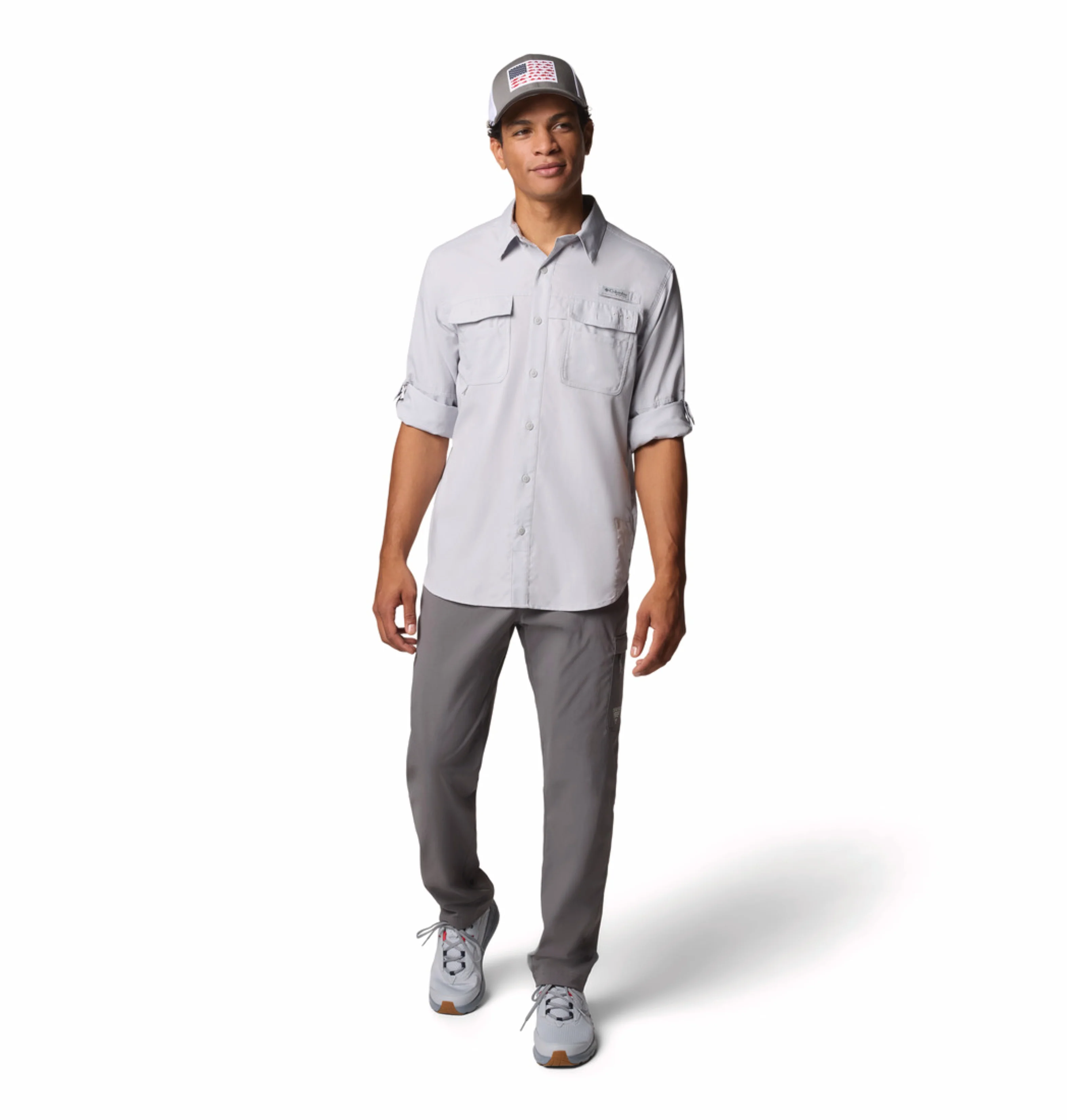 Columbia Men Light Grey Omni-Shade Blood n Guts V Long Sleeve Shirt - Image 6