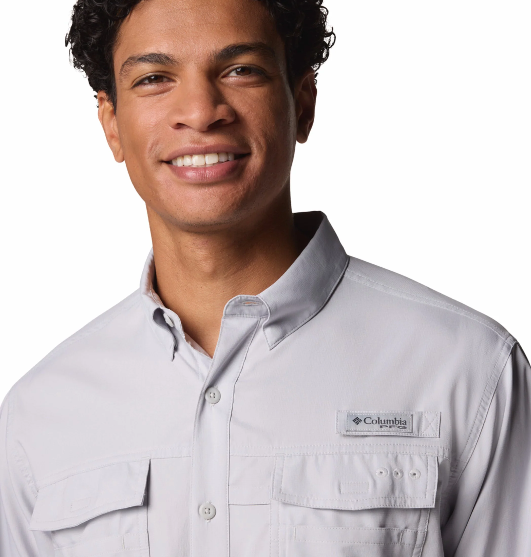 Columbia Men Light Grey Omni-Shade Blood n Guts V Long Sleeve Shirt - Image 8
