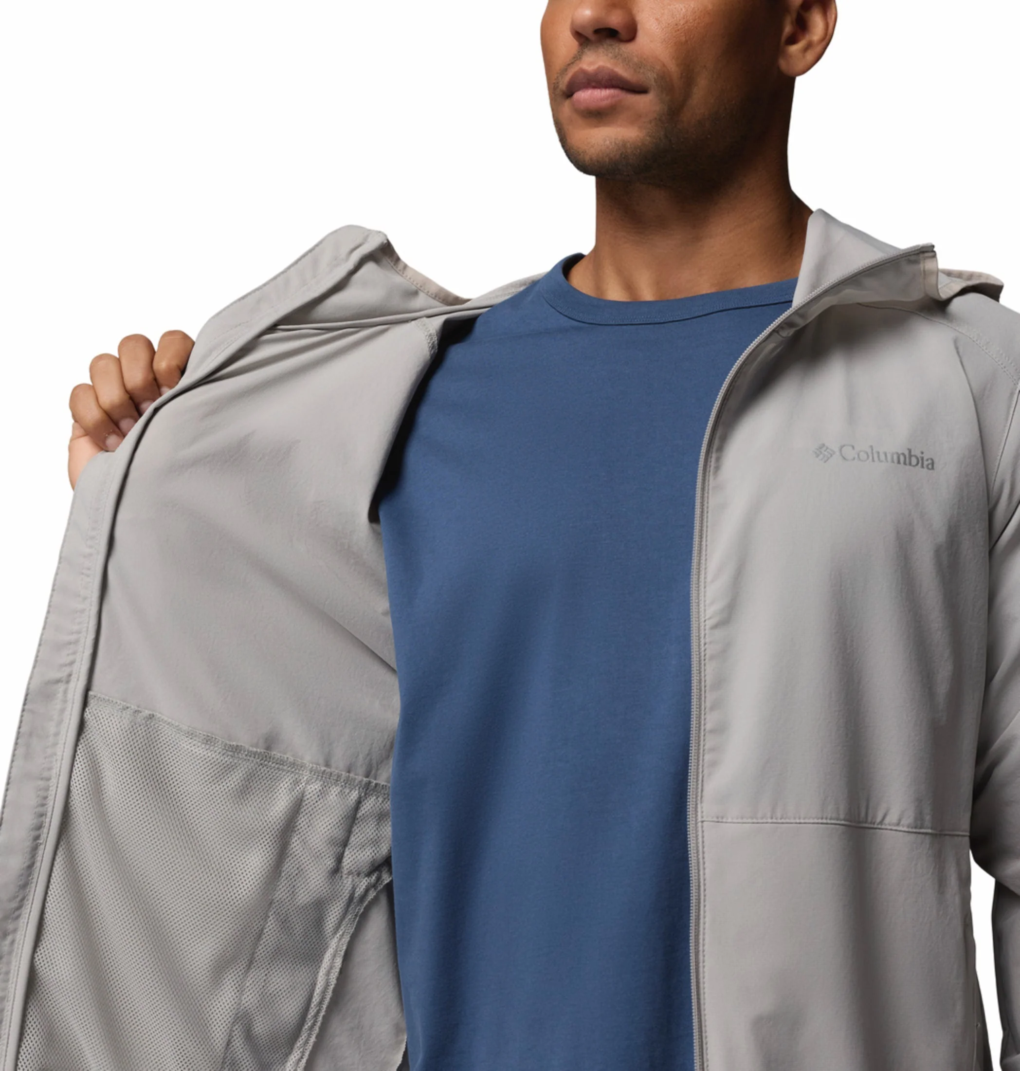 Columbia Men Light Grey Omni-Shield Trailborne Windbreaker - Image 6
