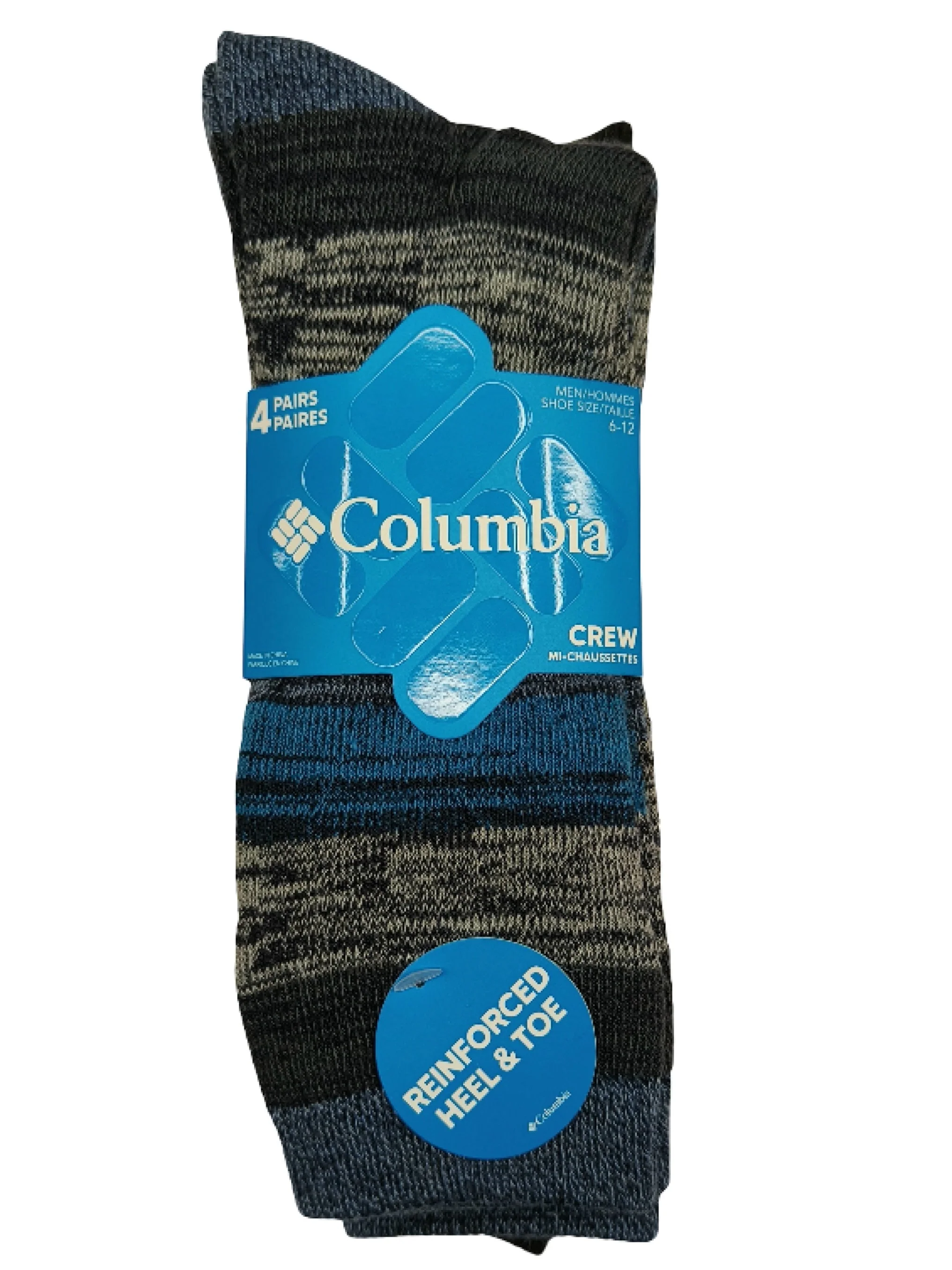 Columbia Men Multi Moisture Control Space Dye Stripe Crew Socks - Pack of 4 - Image 3