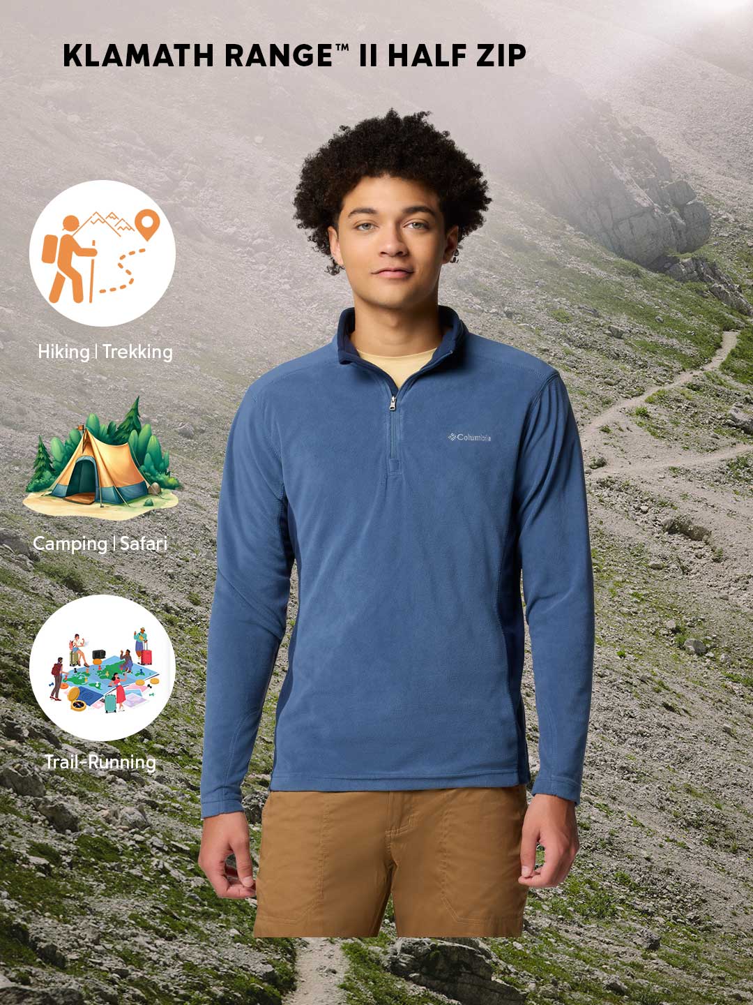 Columbia Men Navy Blue Klamath Range II Pullover - Image 2
