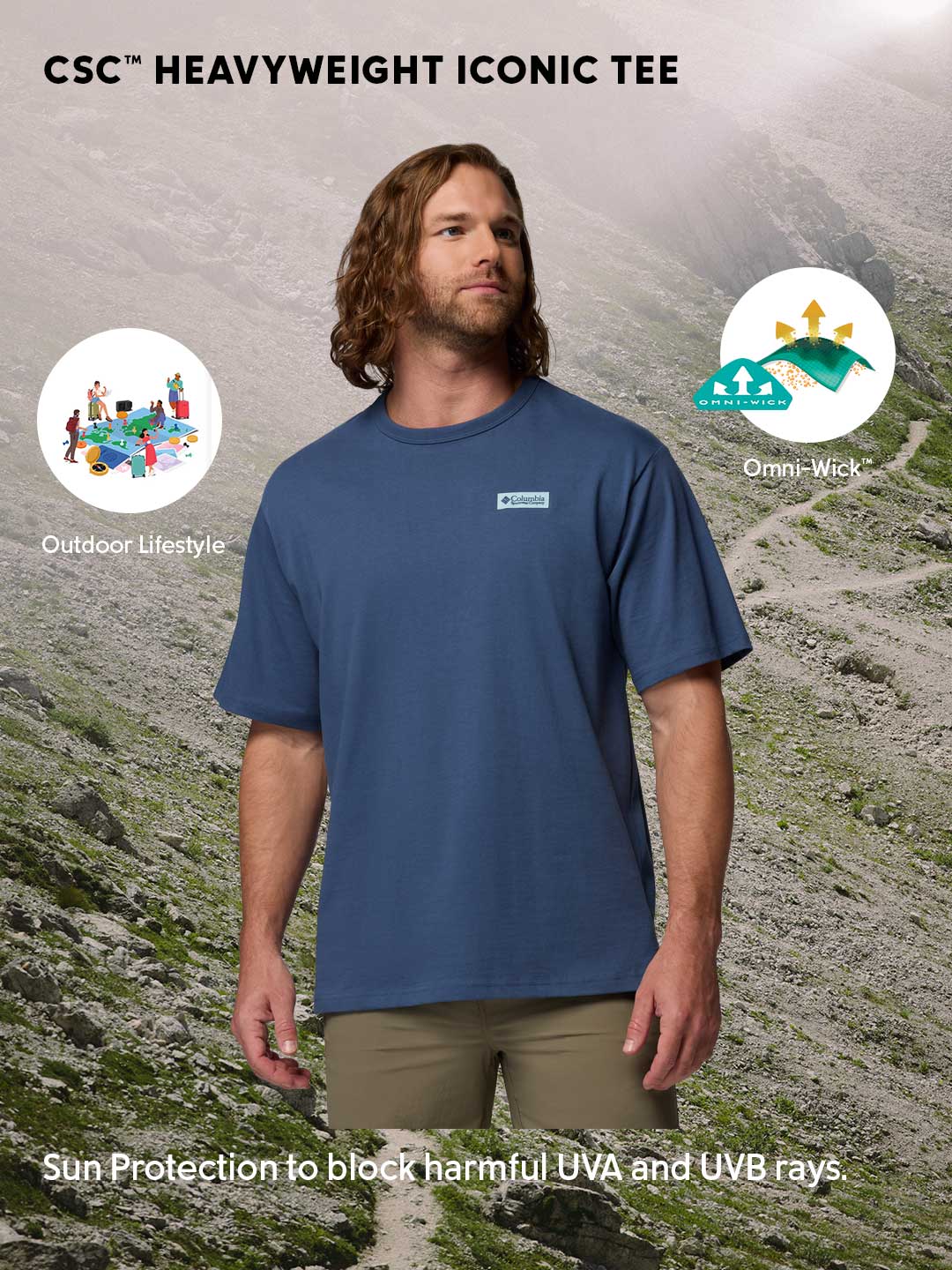 Columbia Men Navy Blue Omni-Shade CSC Iconic Tshirt - Image 2