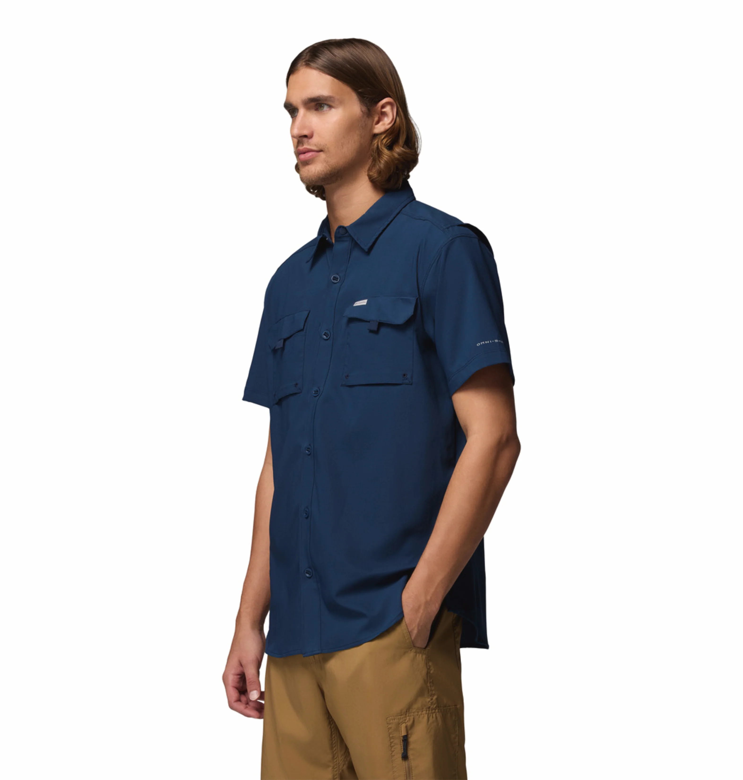 Columbia Men Navy Blue Omni-Shade Silver Ridge Utility II Short Sleeve Shirt - Image 5