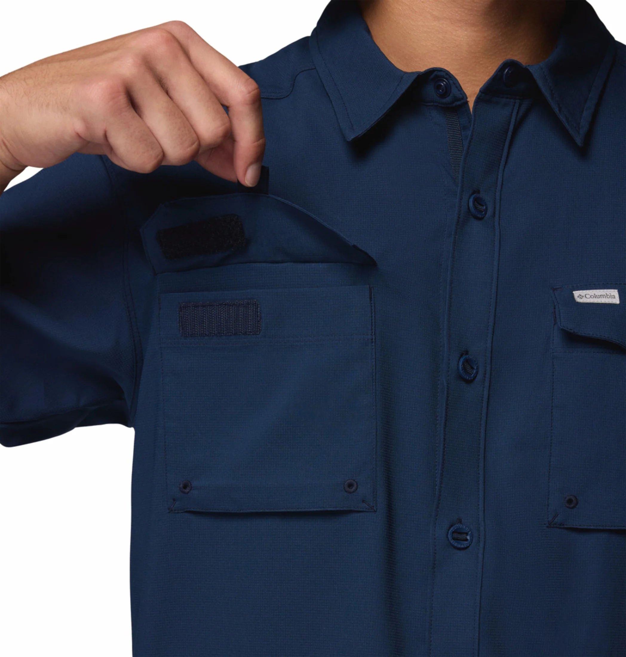 Columbia Men Navy Blue Omni-Shade Silver Ridge Utility II Short Sleeve Shirt - Image 8