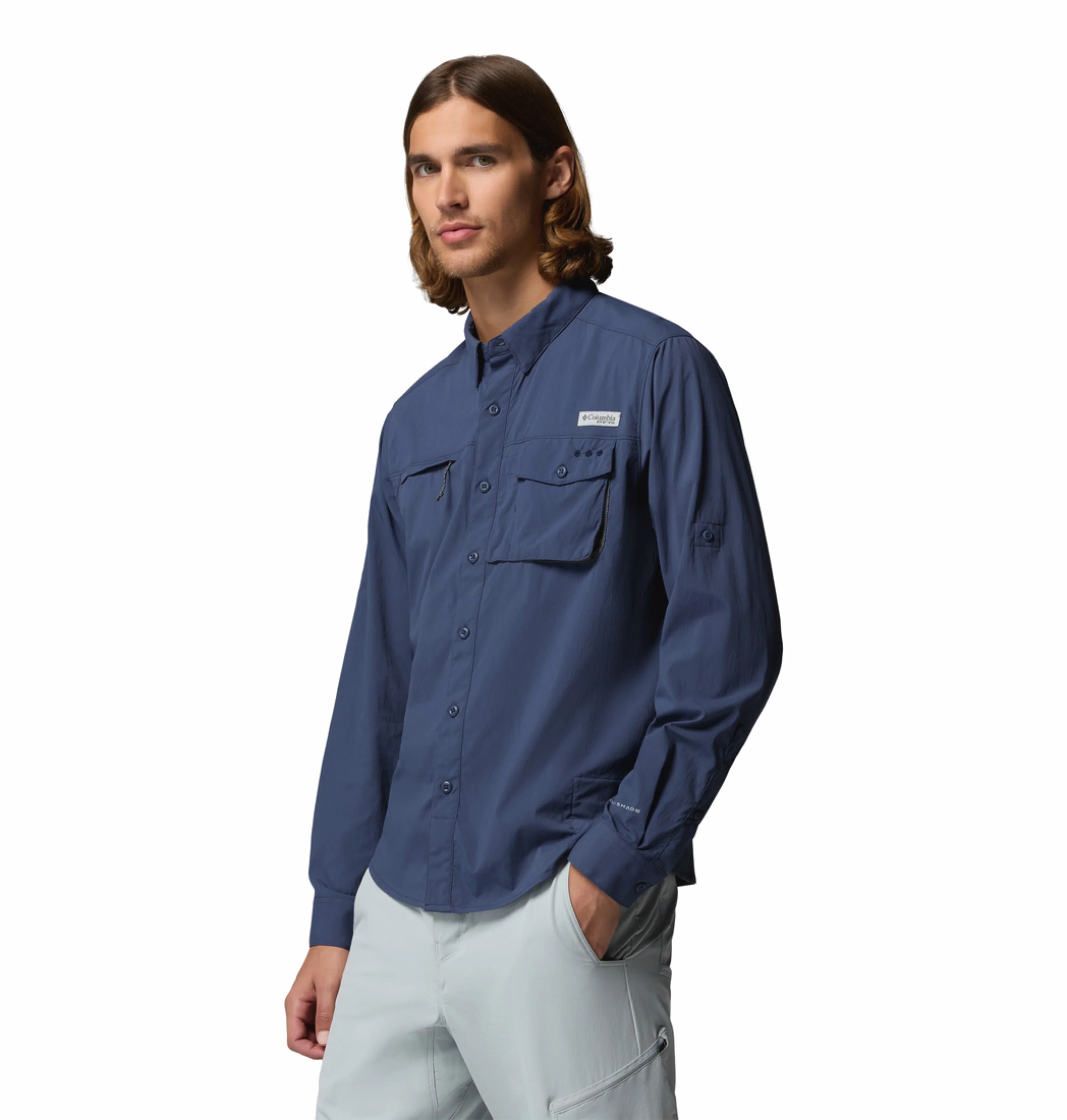 Columbia Men Navy Blue Omni-Shade Wild Cast Long Sleeve Shirt - Image 5