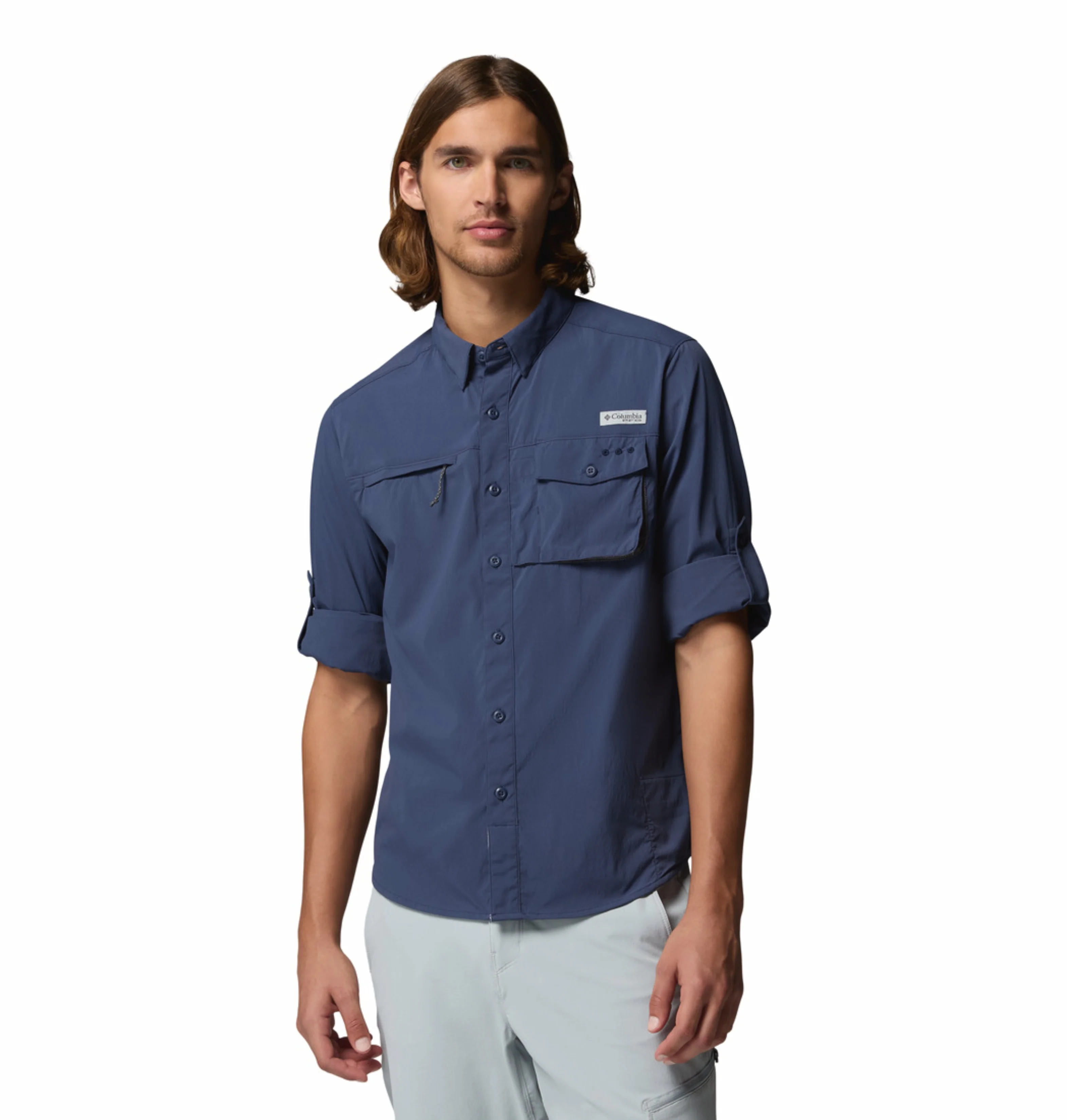 Columbia Men Navy Blue Omni-Shade Wild Cast Long Sleeve Shirt - Image 7