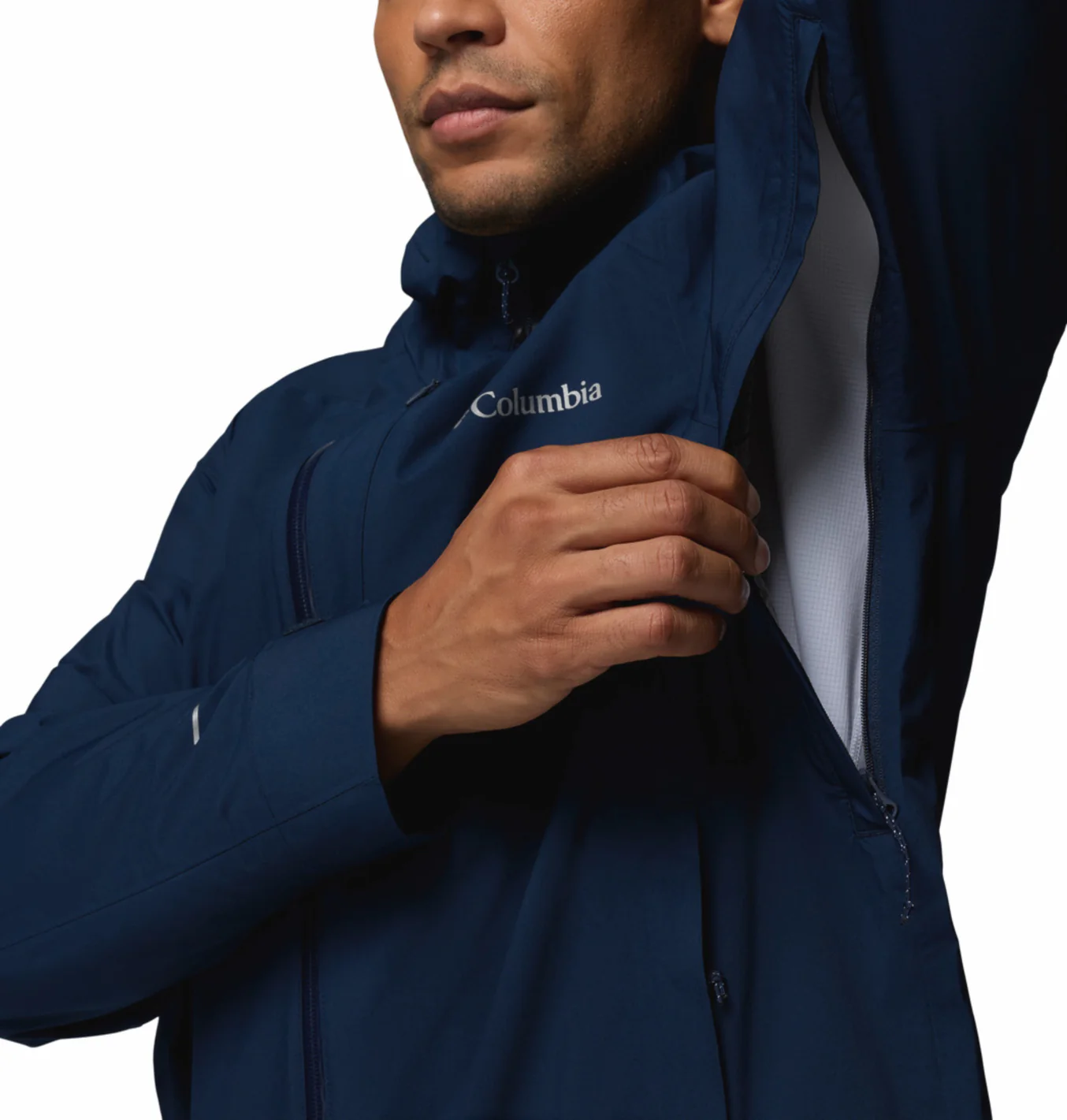 Columbia Men Navy Blue Omni-Tech Trailborne 2.5L Shell Rain Jacket - Image 10