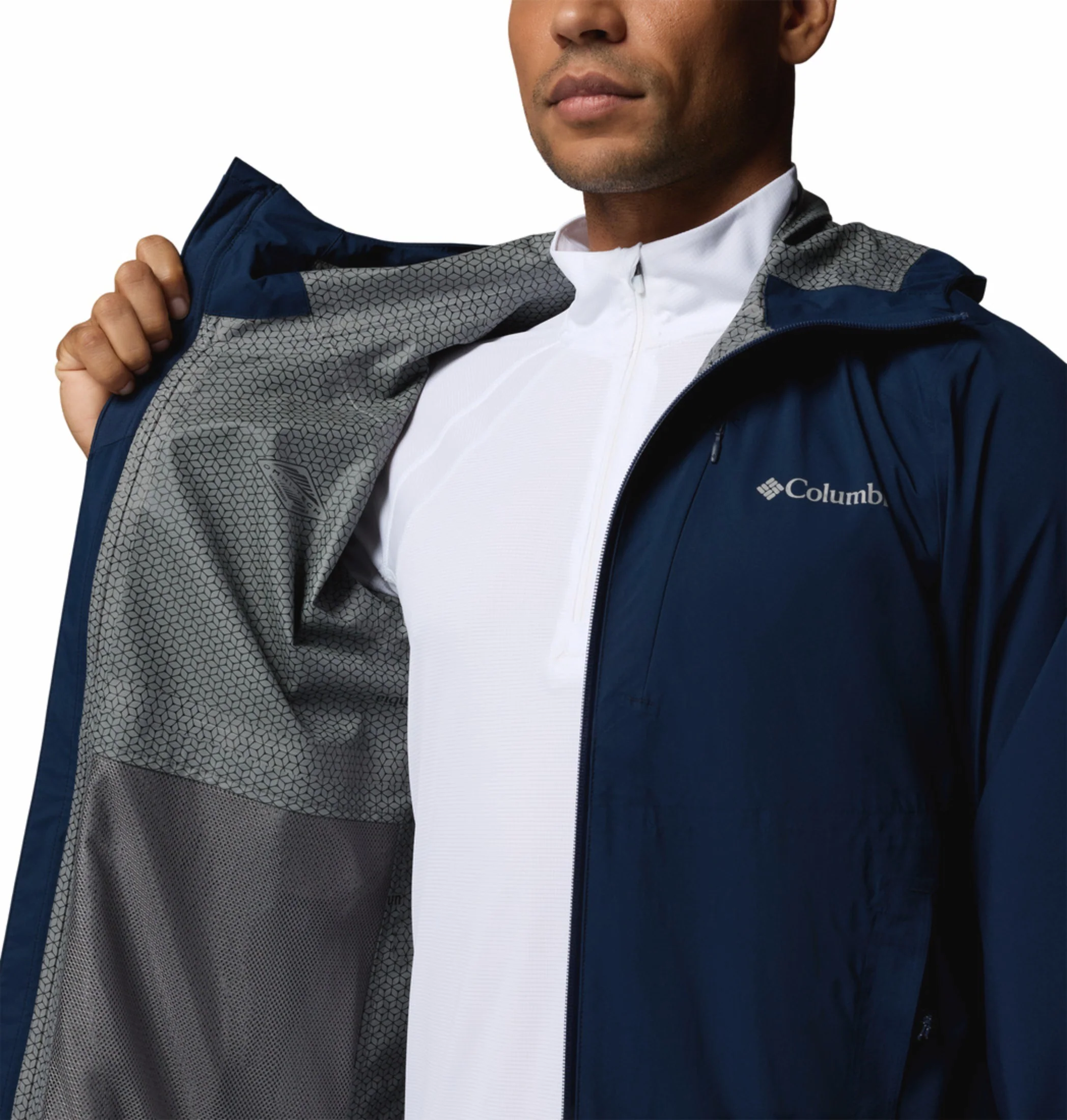 Columbia Men Navy Blue Omni-Tech Trailborne 2.5L Shell Rain Jacket - Image 6