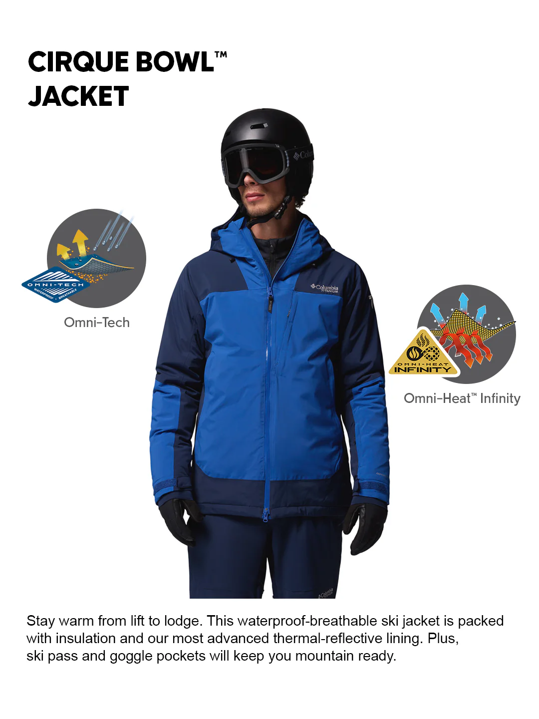 Columbia Men Navy Blue OmniHeat Infinity Cirque Bowl Down Jacket - Image 2