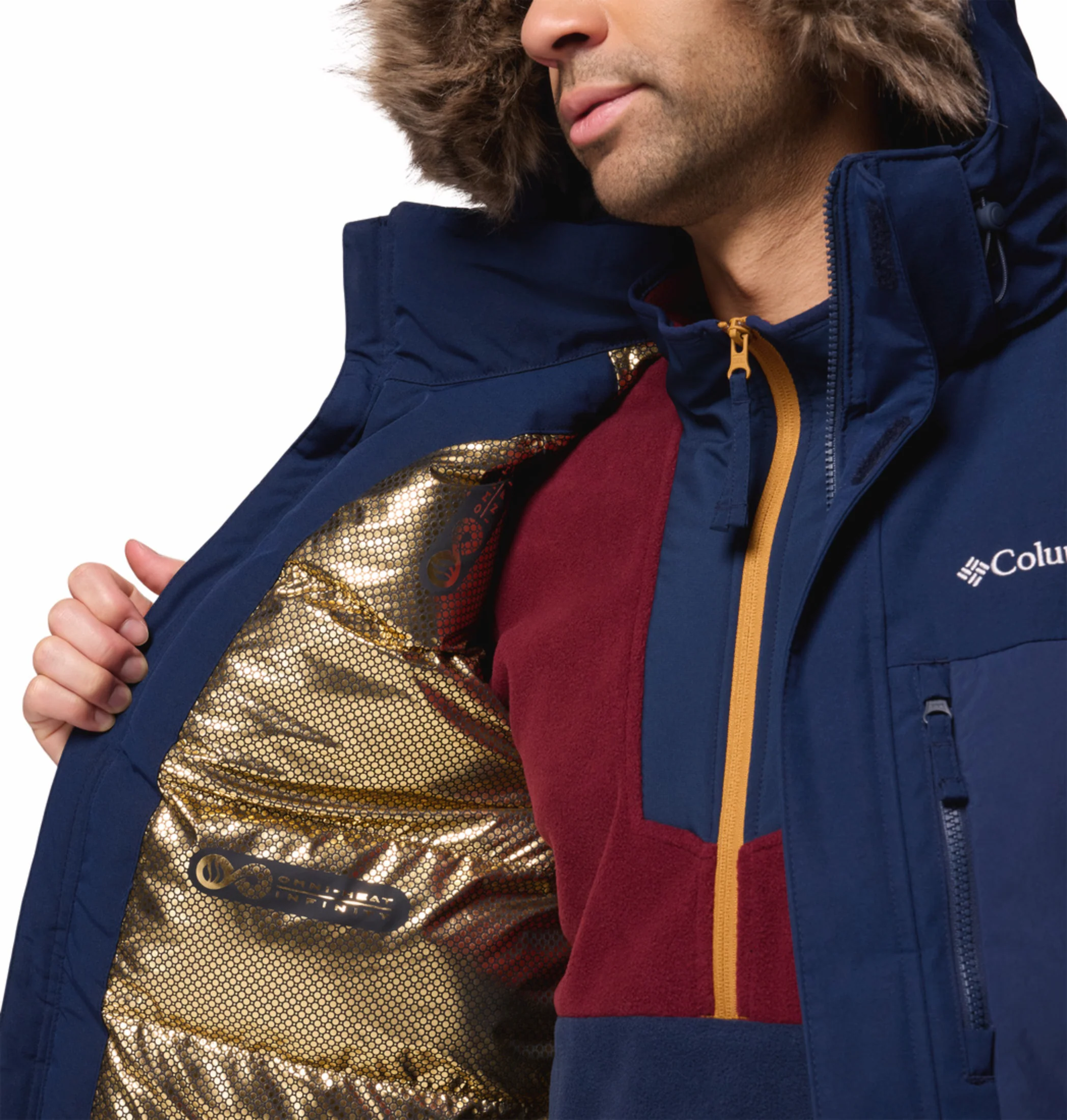 Columbia Men Navy Blue OmniHeat Infinity Marquam Peak Fusion II Parka Jacket - Image 8