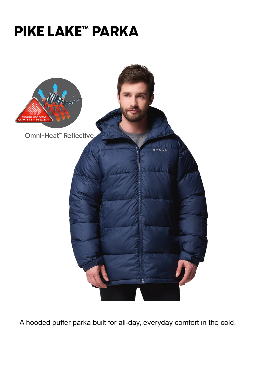 Columbia Men Navy Blue OmniHeat Reflective Pike Lake Parka Jacket - Image 2