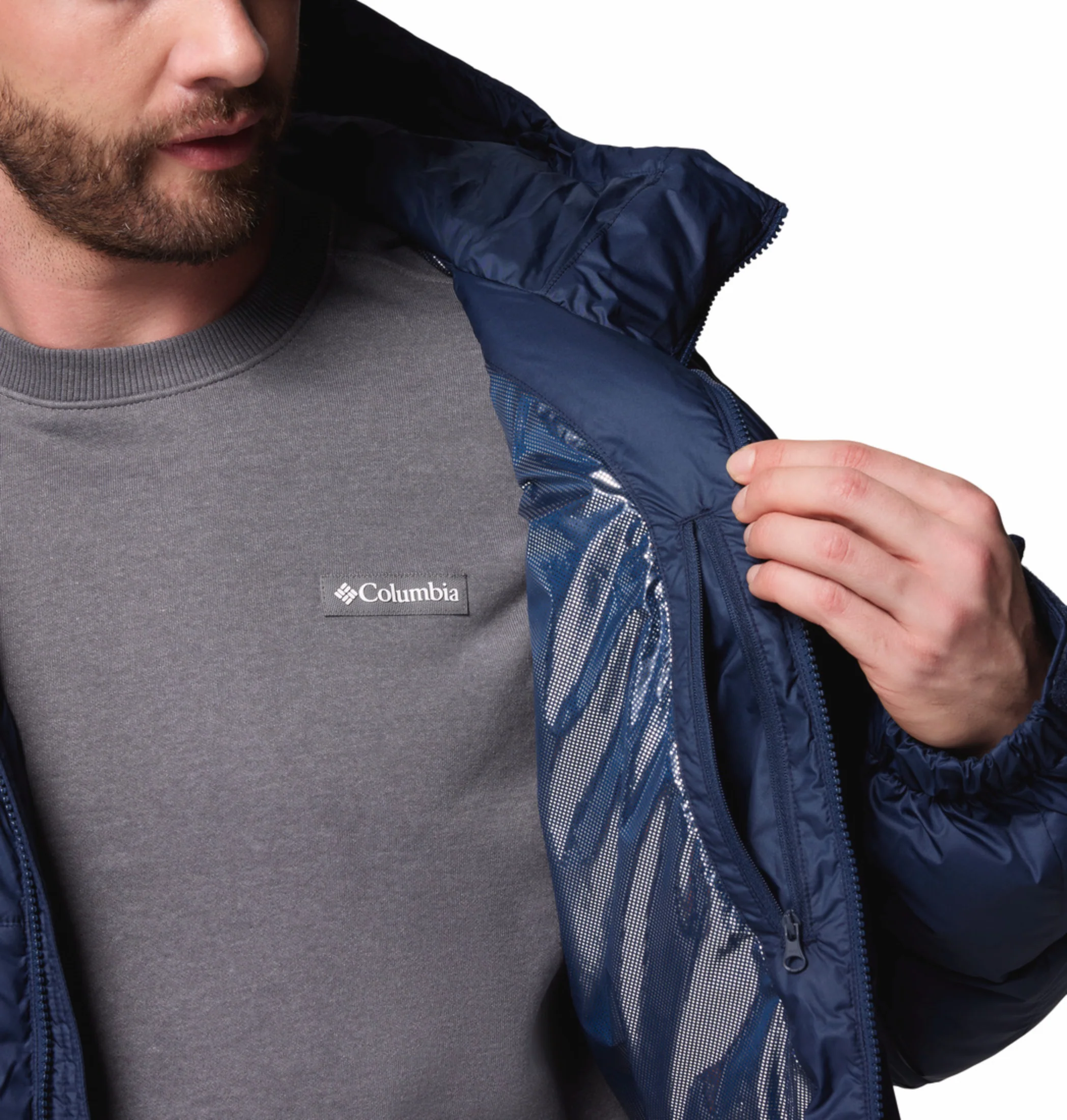 Columbia Men Navy Blue OmniHeat Reflective Pike Lake Parka Jacket - Image 7