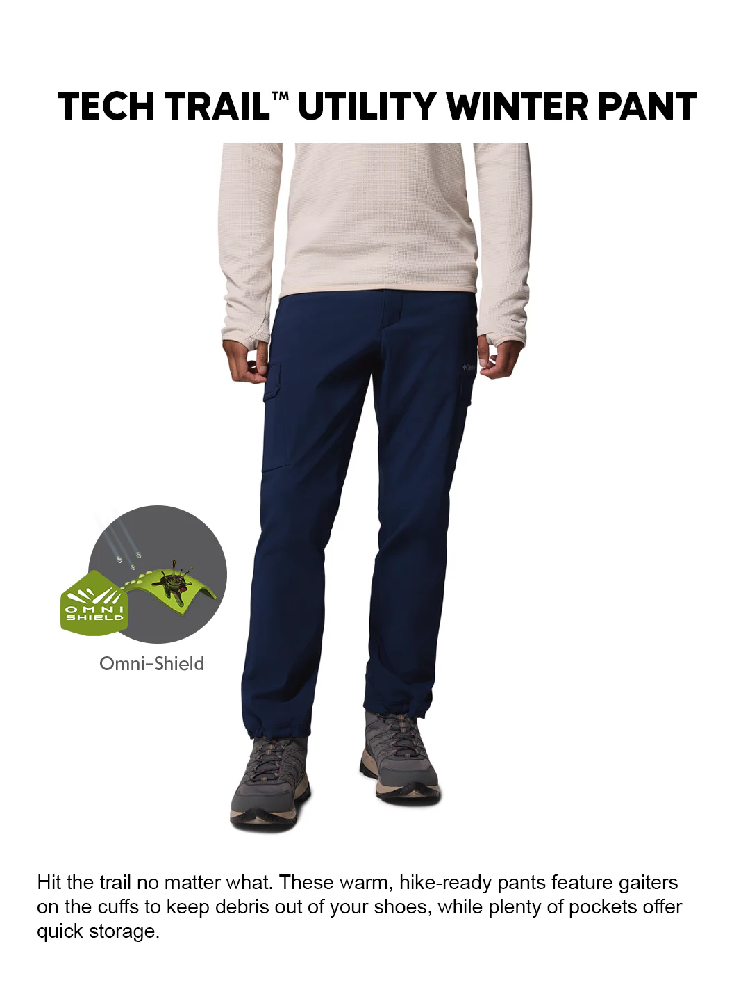 Columbia Men Navy Blue OmniShield Tech Trail Utility Warm Pant - Image 2