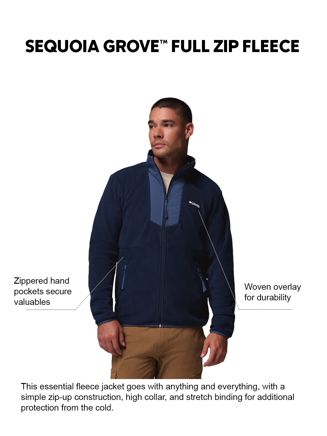 Columbia Men Navy Blue Sequoia Grove Fleece Jacket - Image 2