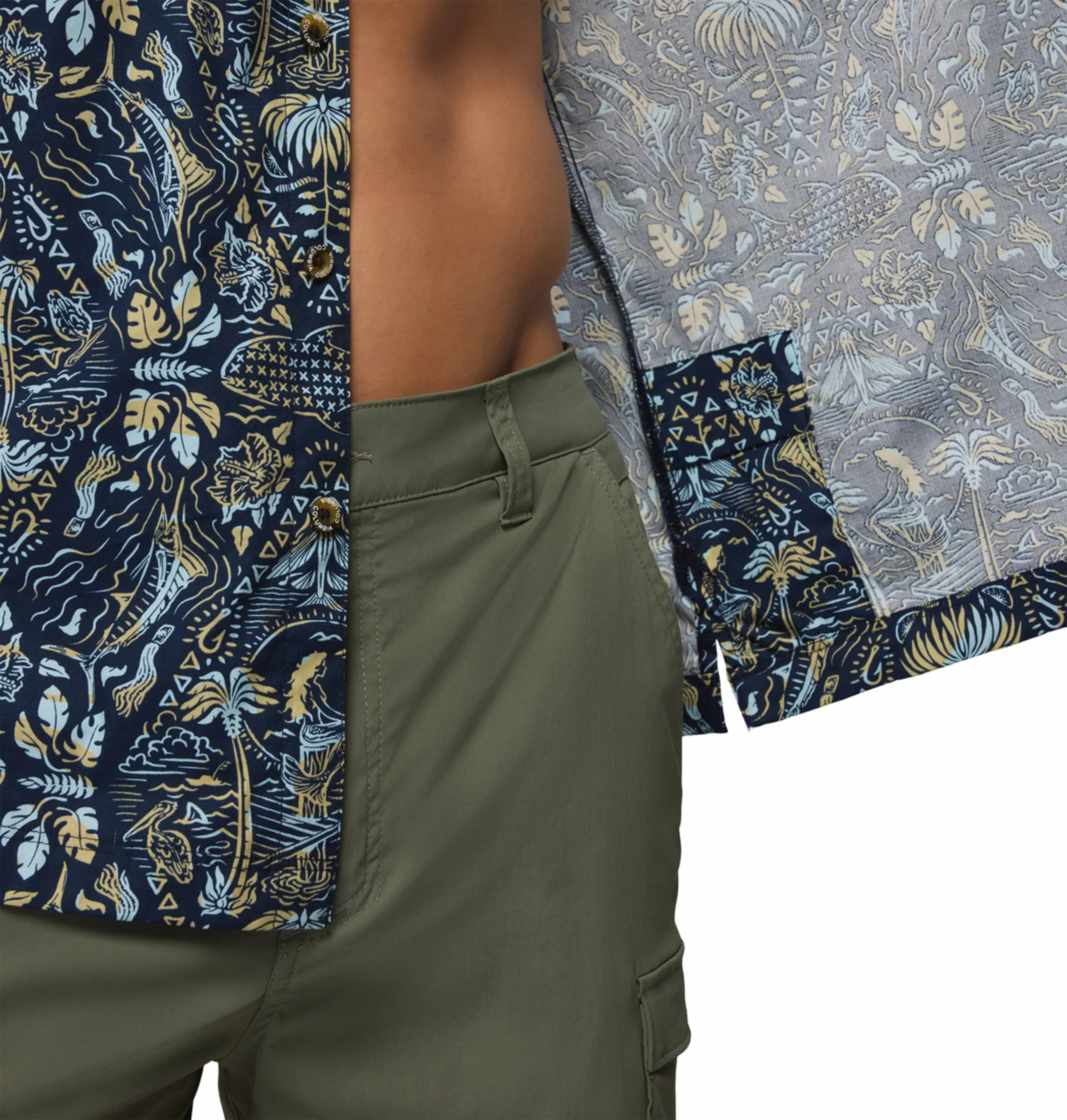 Columbia Men Navy Blue Wild Cast Camp Short Sleeve Shirt - Image 9