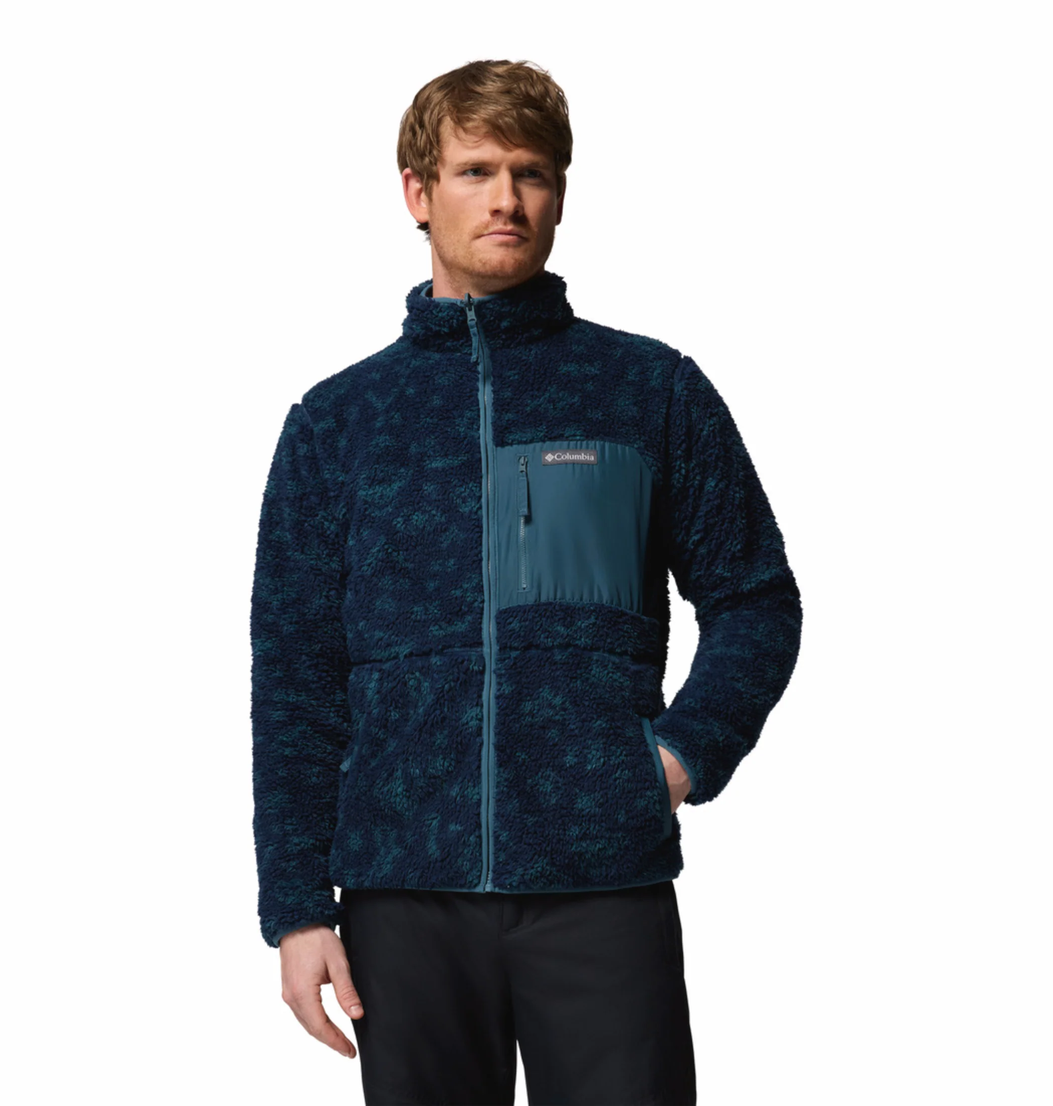 Columbia Men Navy Blue Winter Pass Reversible Fleece Jacket