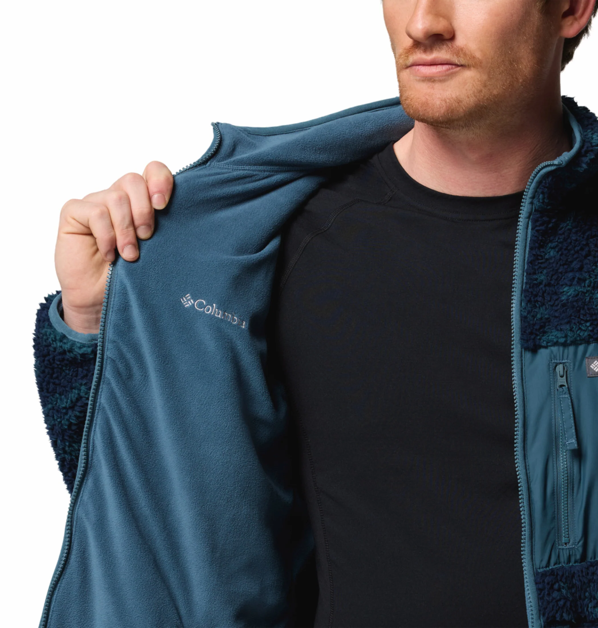 Columbia Men Navy Blue Winter Pass Reversible Fleece Jacket - Image 10