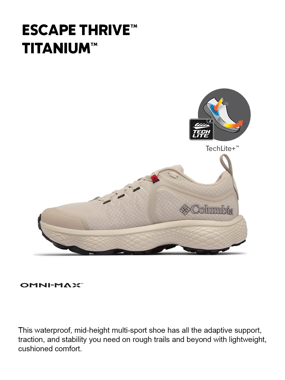 Columbia Men Off White OmniMax Escape Thrive Titanium Hiking and Trekking Shoes - Image 2