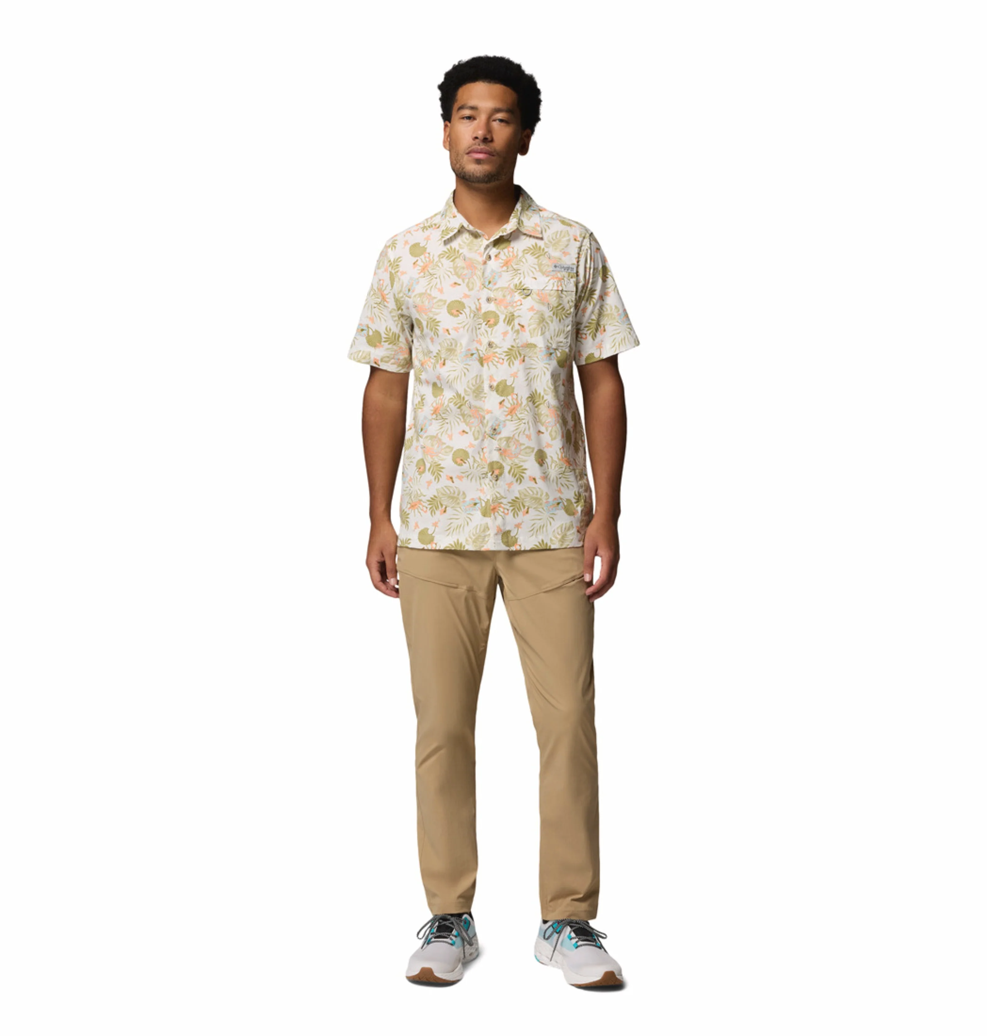 Columbia Men Off- White Wild Cast Camp Short Sleeve Shirt - Image 6