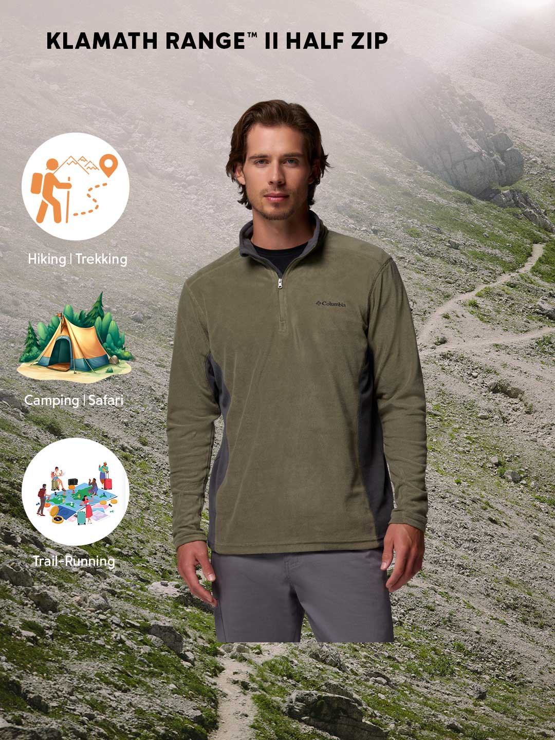 Columbia Men Olive Green Klamath Range II Pullover - Image 2