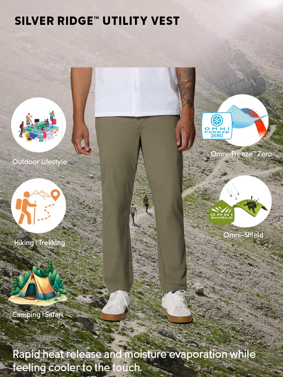 Columbia Men Olive Green Omni-Freeze ROC Lite Chino Pant - Image 2