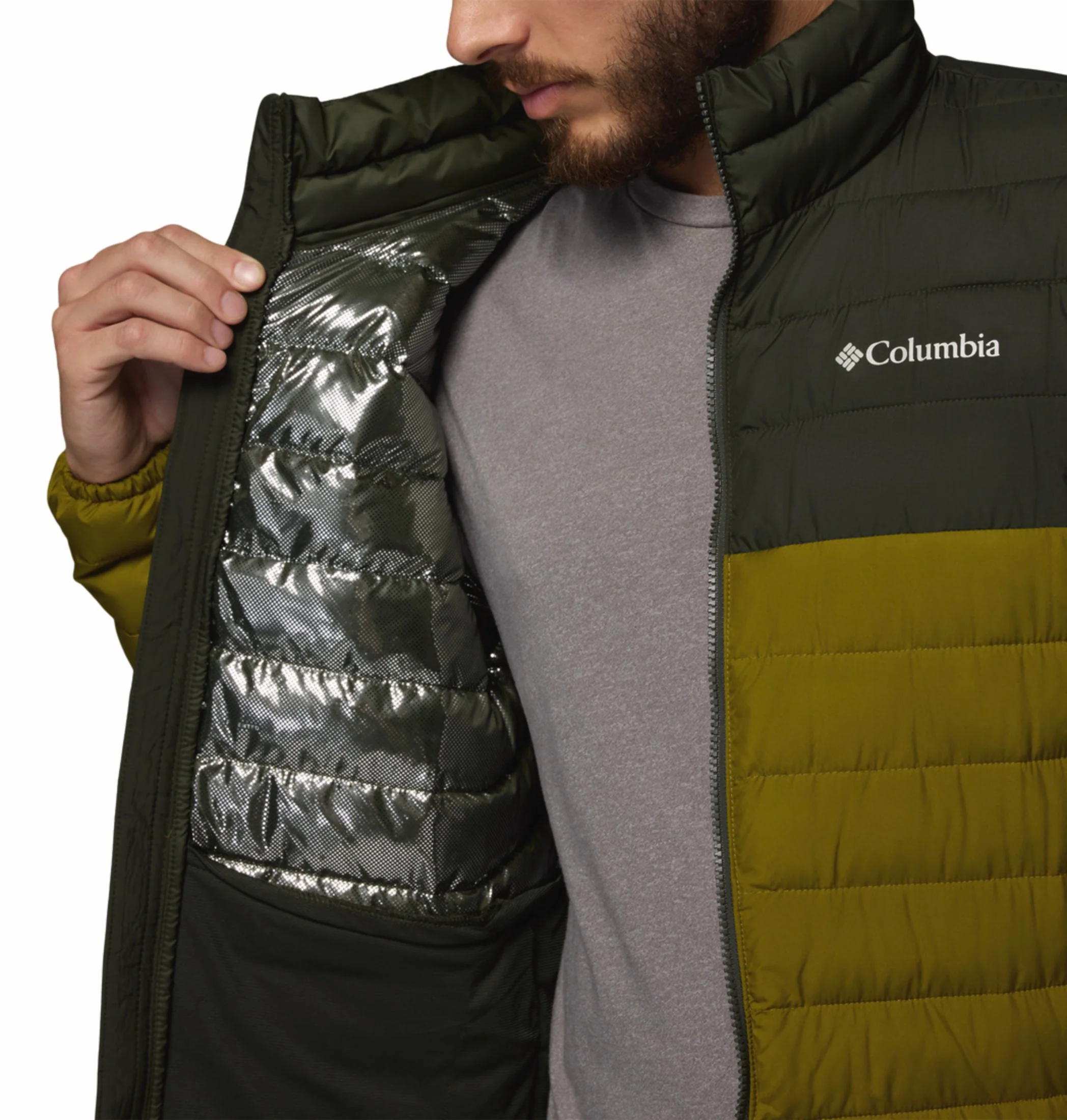 Columbia Men Olive Green Omni-Heat Powder Lite II Synthetic Down Jacket - Image 7