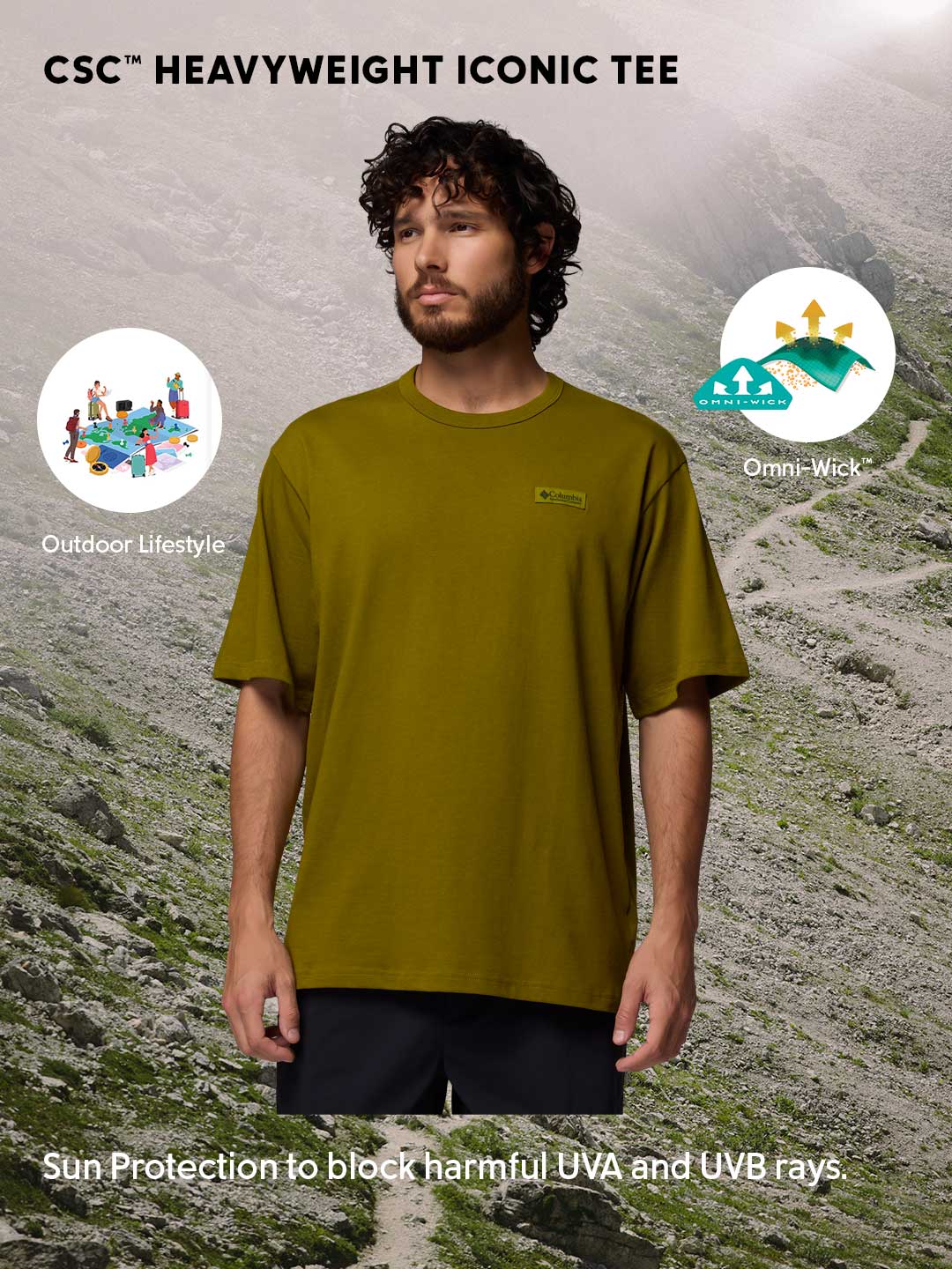 Columbia Men Olive Green Omni-Shade CSC Iconic Tshirt - Image 2