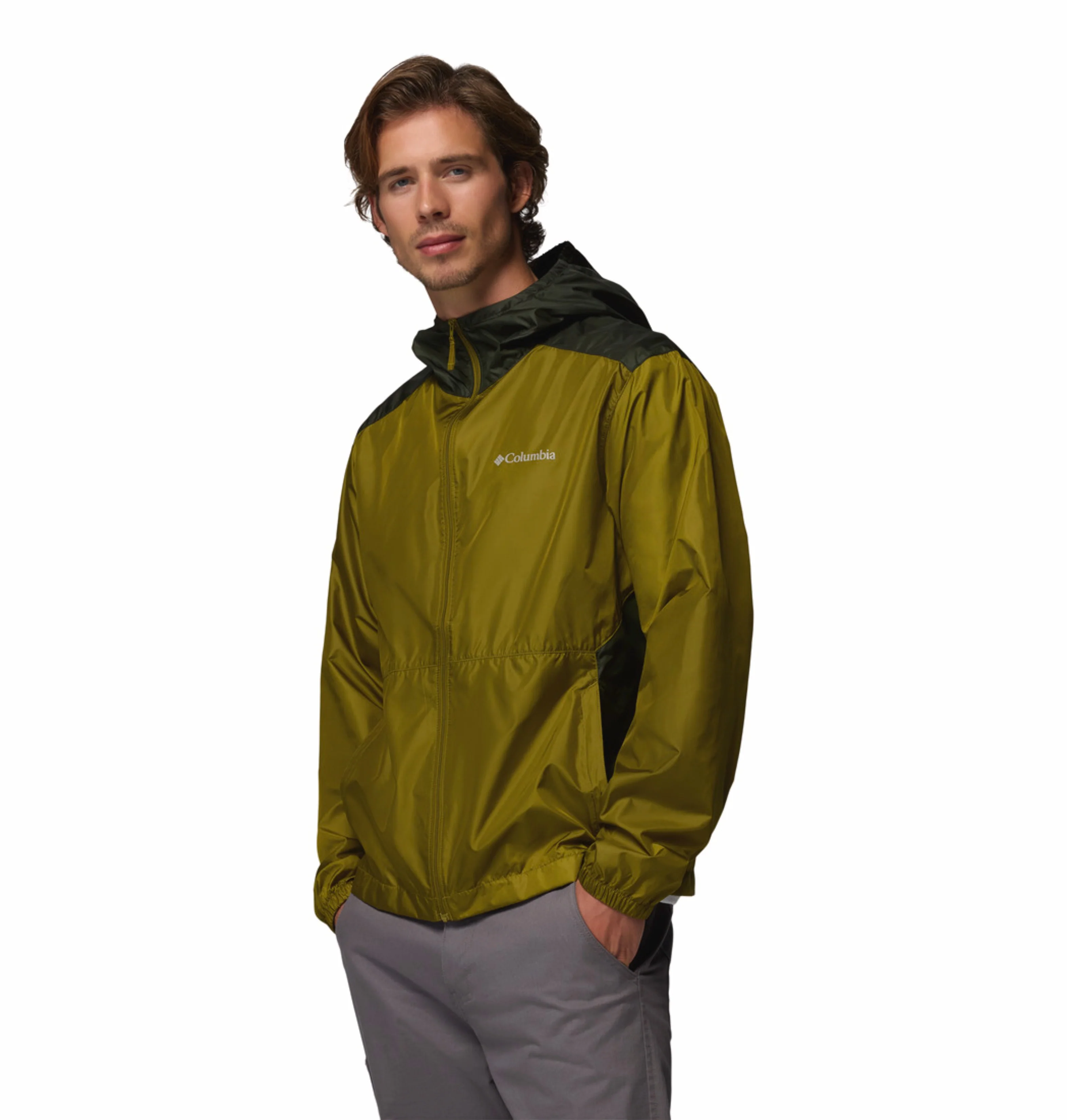 Columbia Men Olive Green Omni-Shade Discovery Loop Windbreaker - Image 3