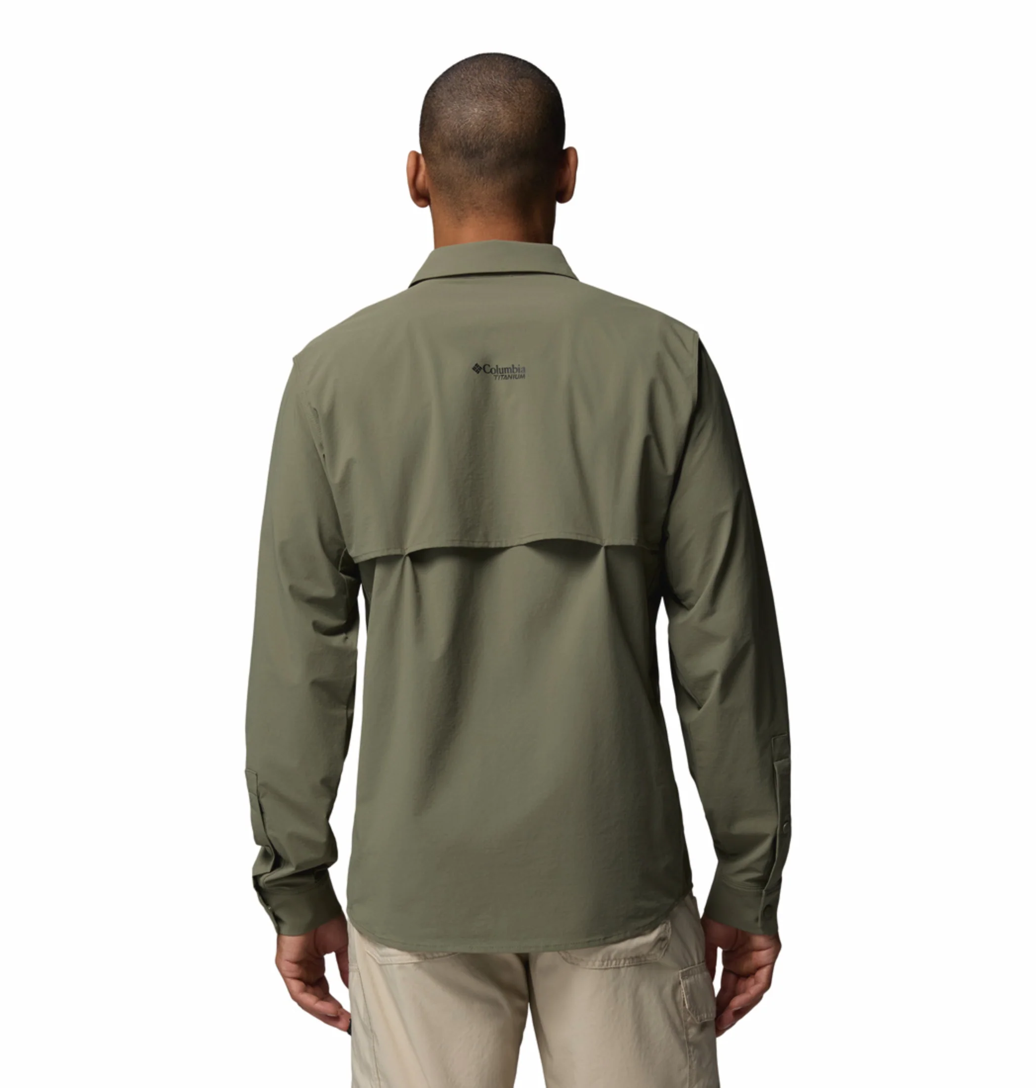 Columbia Men Olive Green Omni-Shade Silver Ridge Elite Long Sleeve Shirt - Image 2