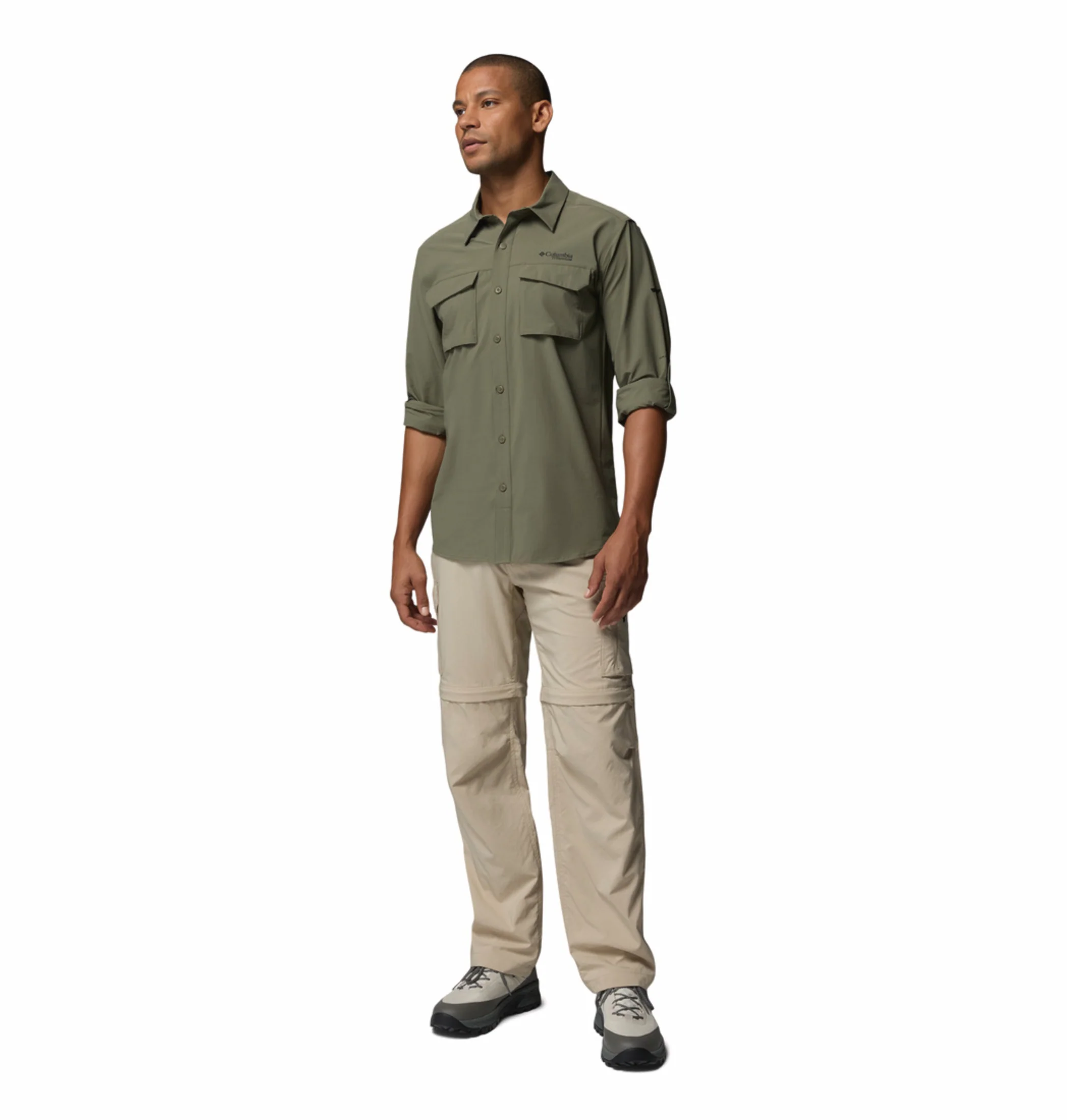 Columbia Men Olive Green Omni-Shade Silver Ridge Elite Long Sleeve Shirt - Image 5