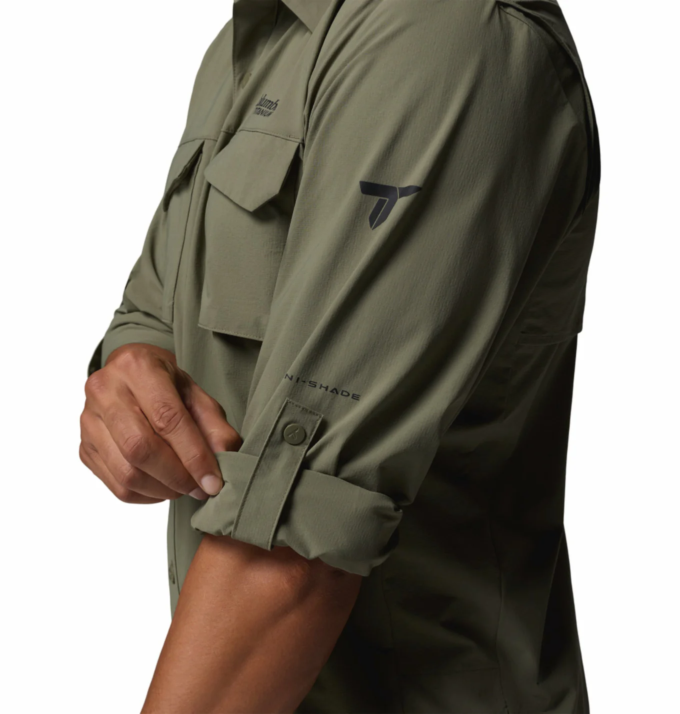 Columbia Men Olive Green Omni-Shade Silver Ridge Elite Long Sleeve Shirt - Image 7