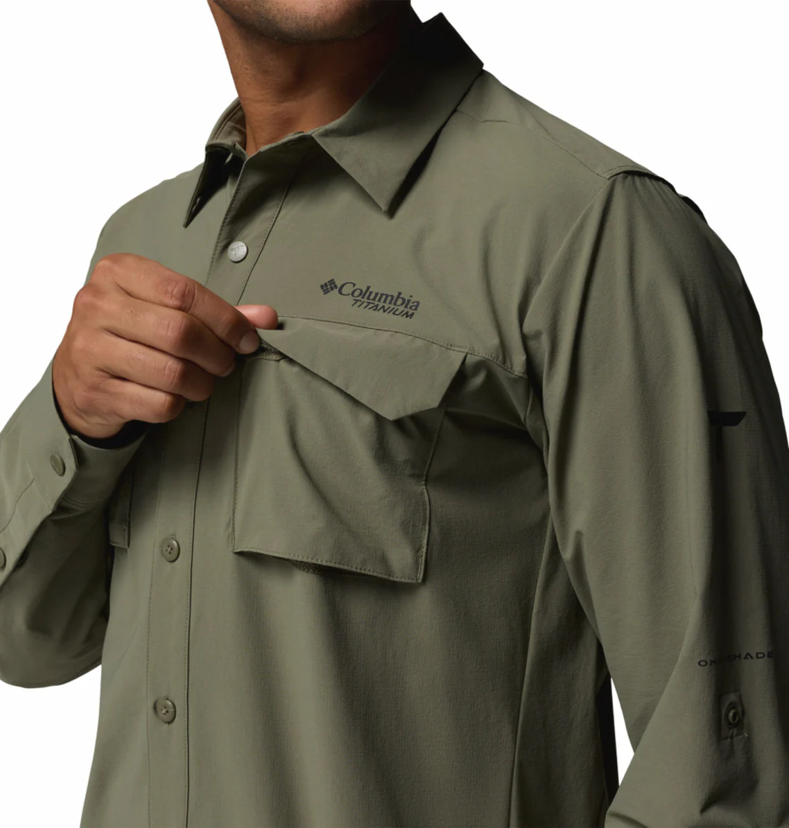 Columbia Men Olive Green Omni-Shade Silver Ridge Elite Long Sleeve Shirt - Image 9