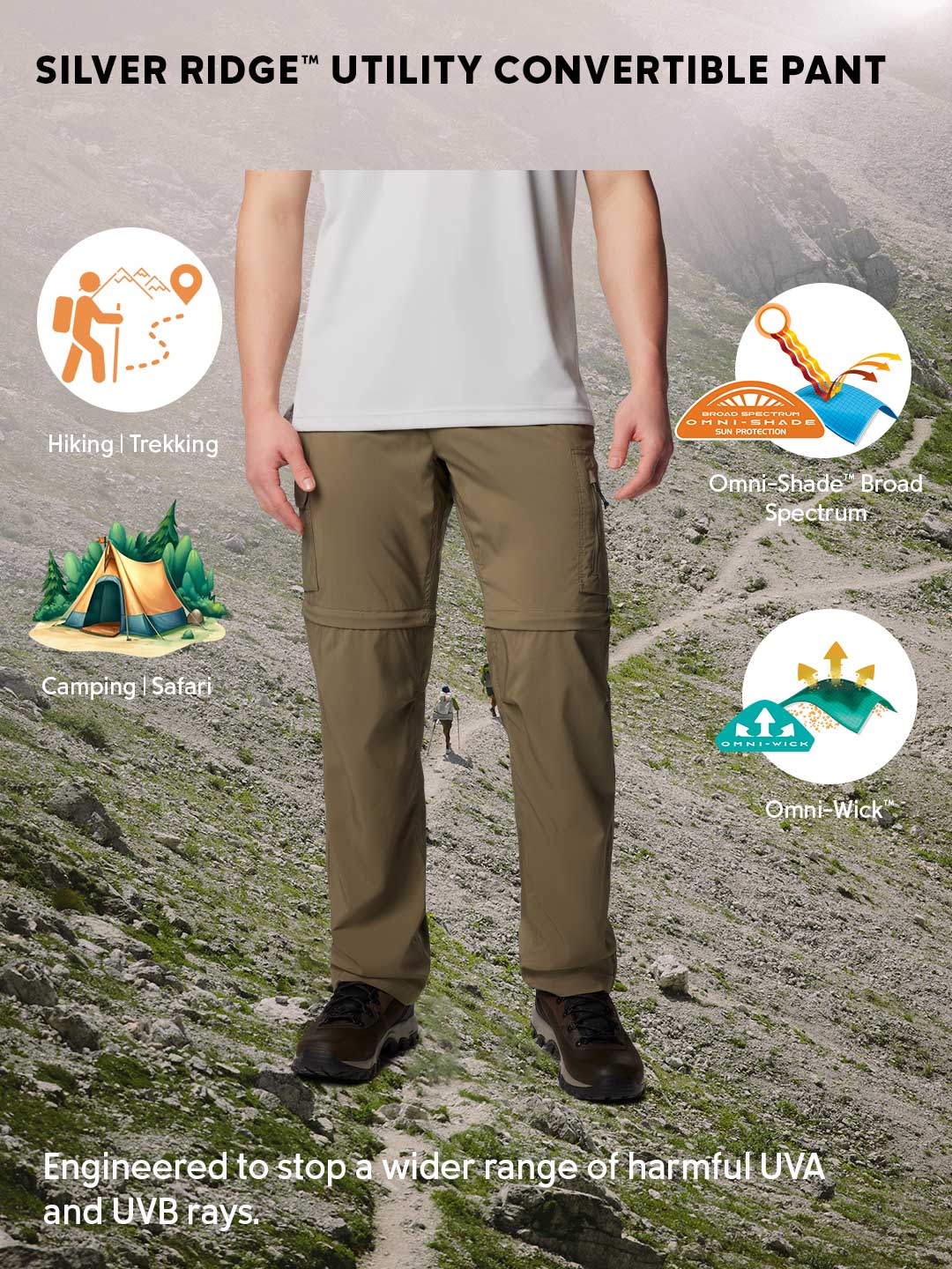 Columbia Men Olive Green Omni-Shade Silver Ridge Utility Convertible Pant - Image 2