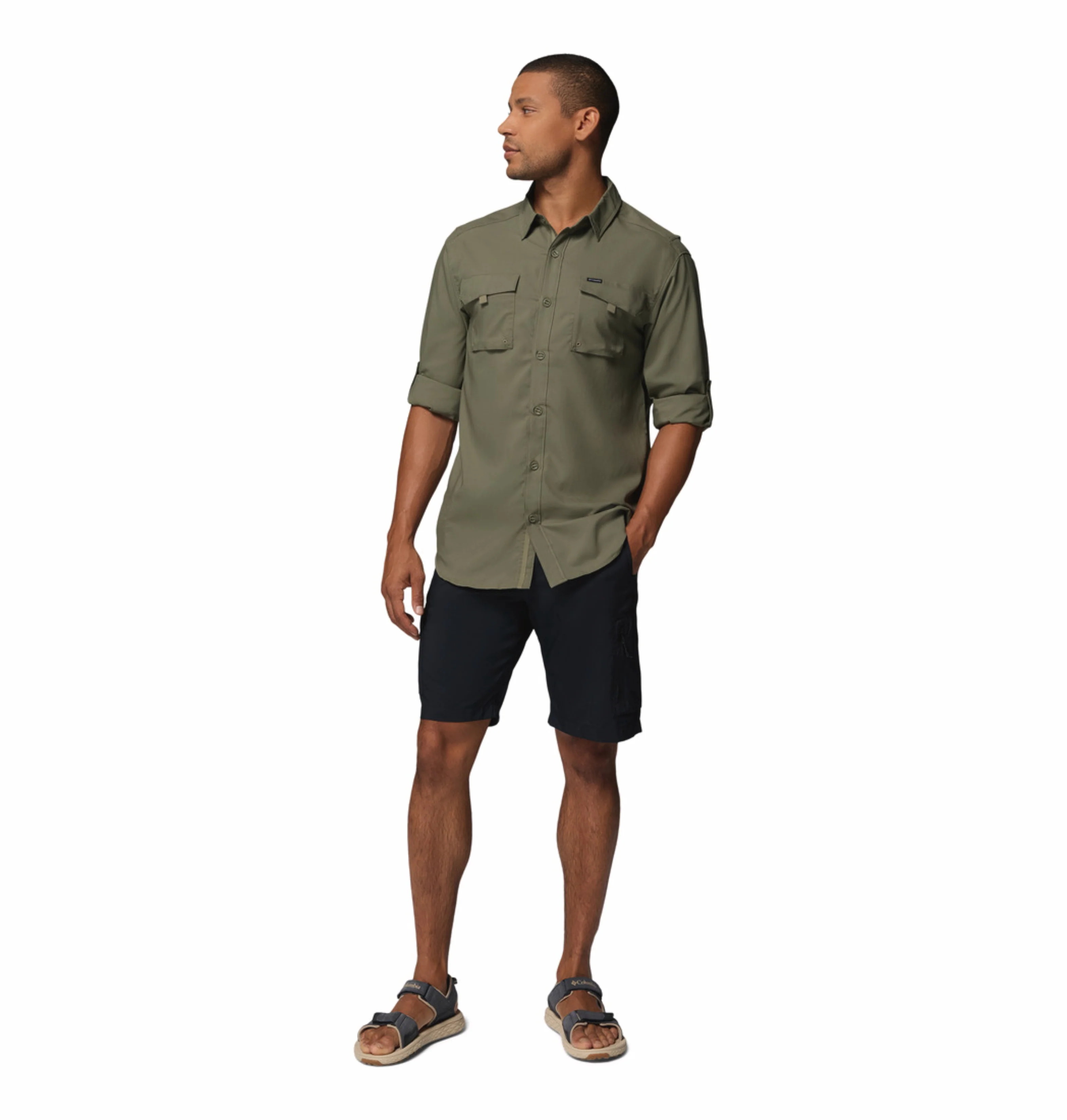 Columbia Men Olive Green Omni-Shade Silver Ridge Utility II Long Sleeve Shirt - Image 6