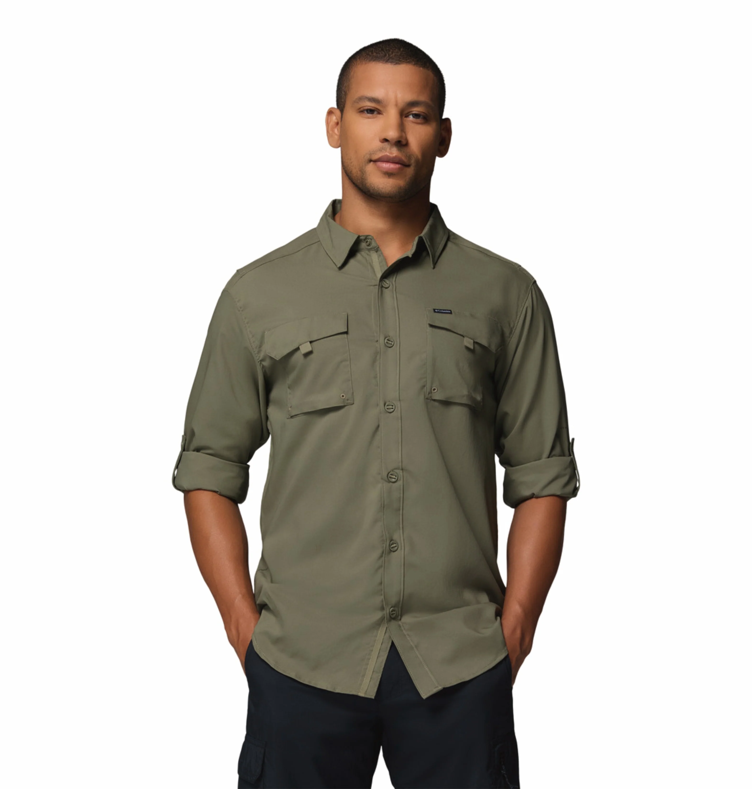 Columbia Men Olive Green Omni-Shade Silver Ridge Utility II Long Sleeve Shirt - Image 7