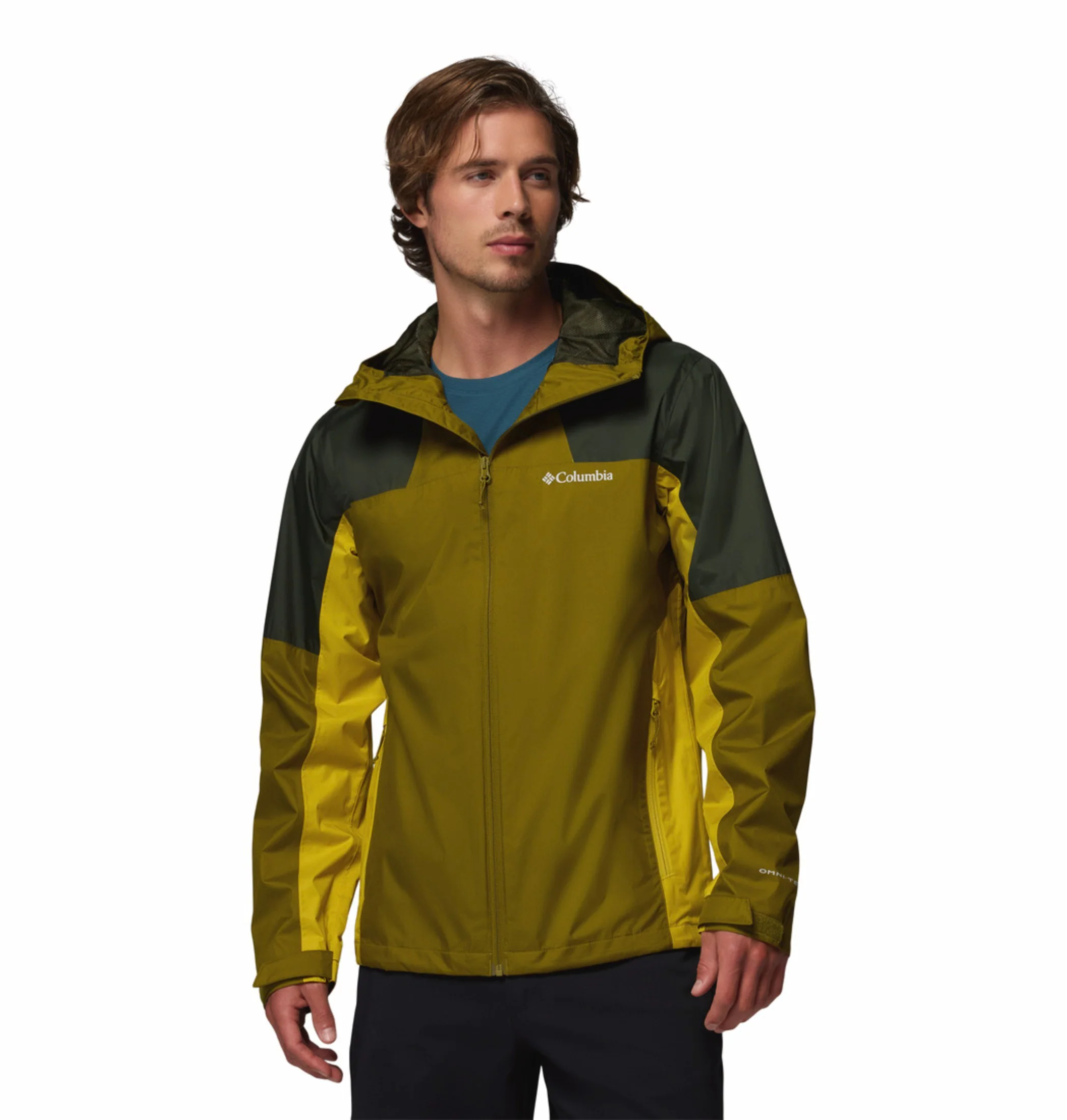 Columbia Men Olive Green Omni-Tech Inner Limits III Rain Jacket